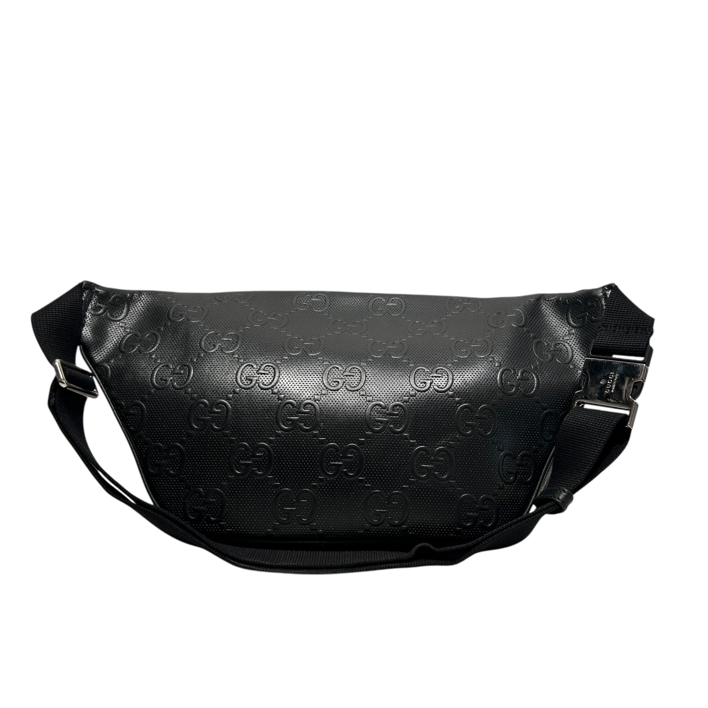 GUCCI/Fanny Pack/Monogram/Leather/BLK/Jumbo GG Embossed Pocket Belt view 2
