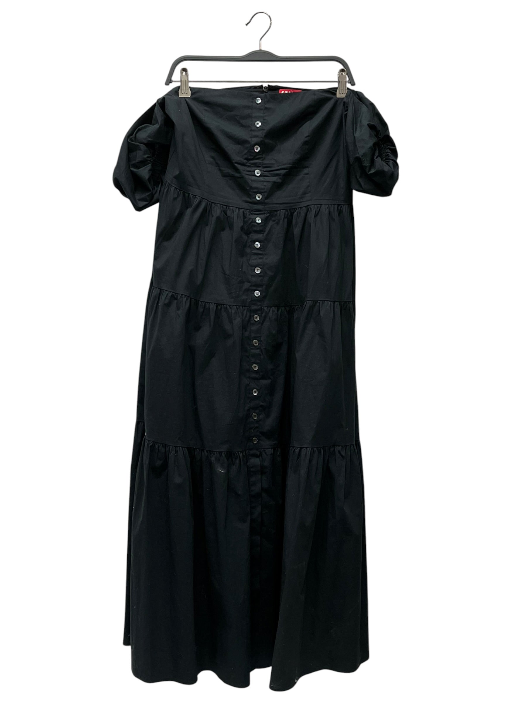 STAUD/Dress/10/Cotton/BLK/BUTTON FRONT ZIP BACK view 1