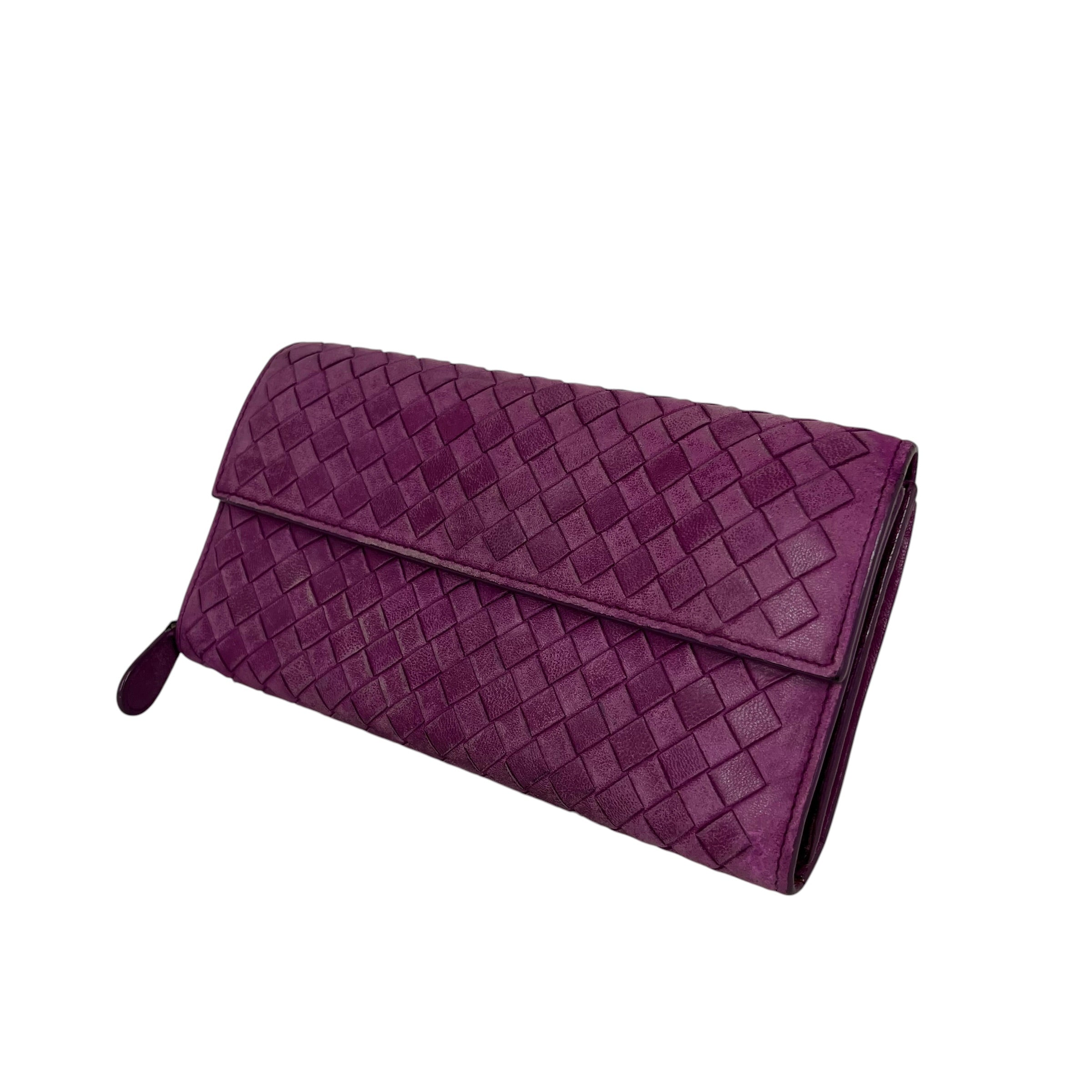 BOTTEGA VENETA/Long Wallet/Leather/PPL/Intrecciato w/ Coin Pouch view 1