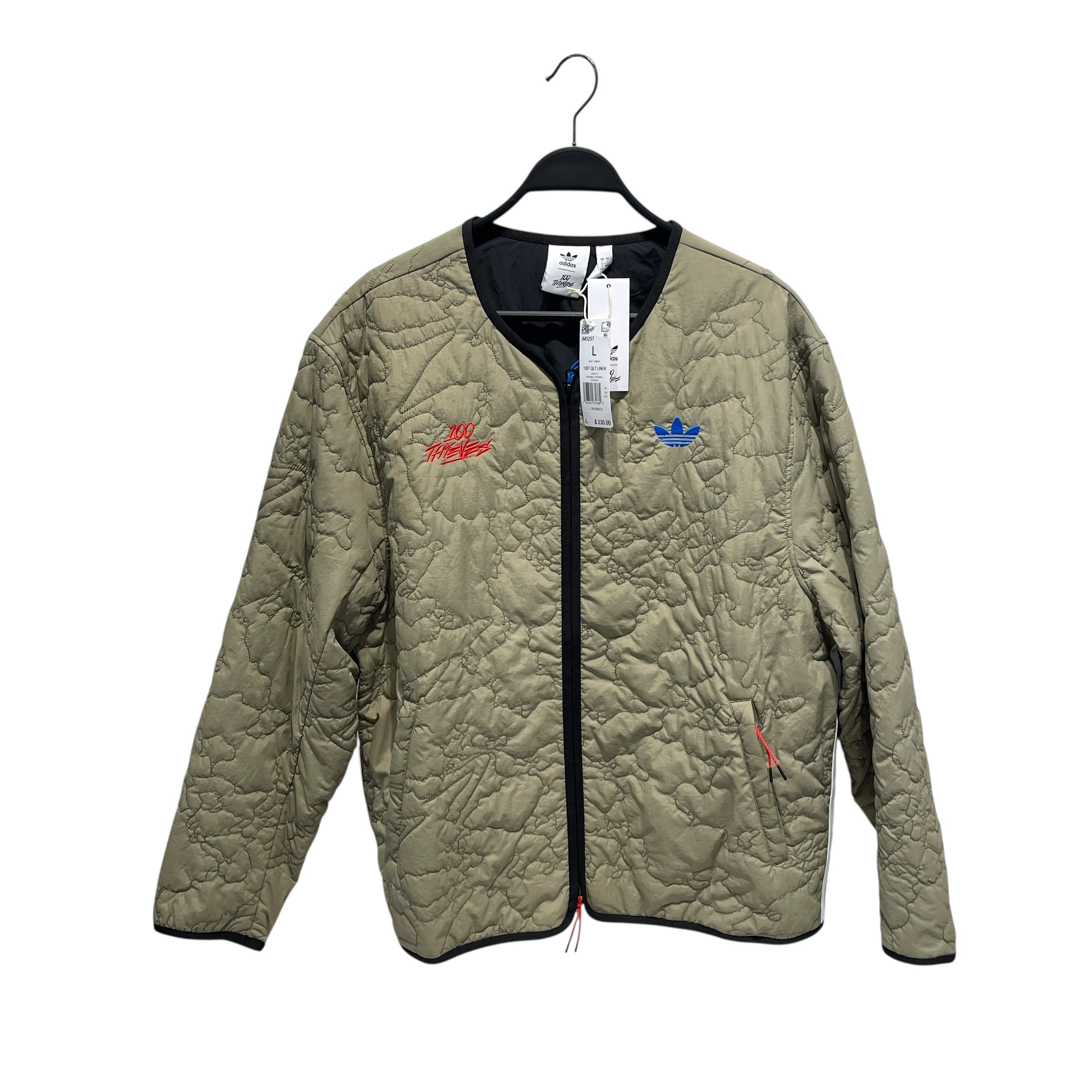 100 THIEVES/adidas/Quilted Jkt/L/Cotton/GRN/ view 1