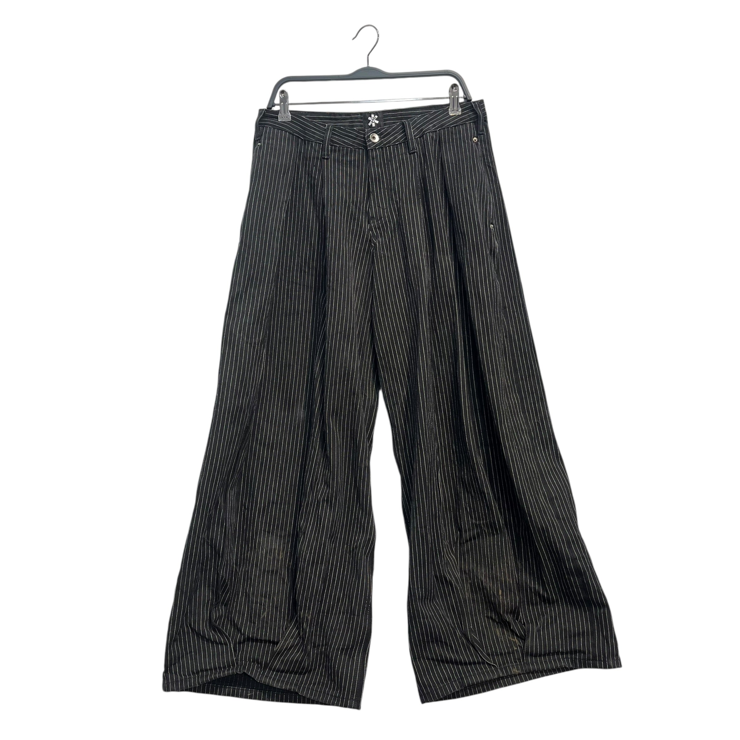 EIGHT ONLINE/Wide Leg Pants/L/Stripe/Cotton/BLK/PINSTRIPE-PLEATED view 1