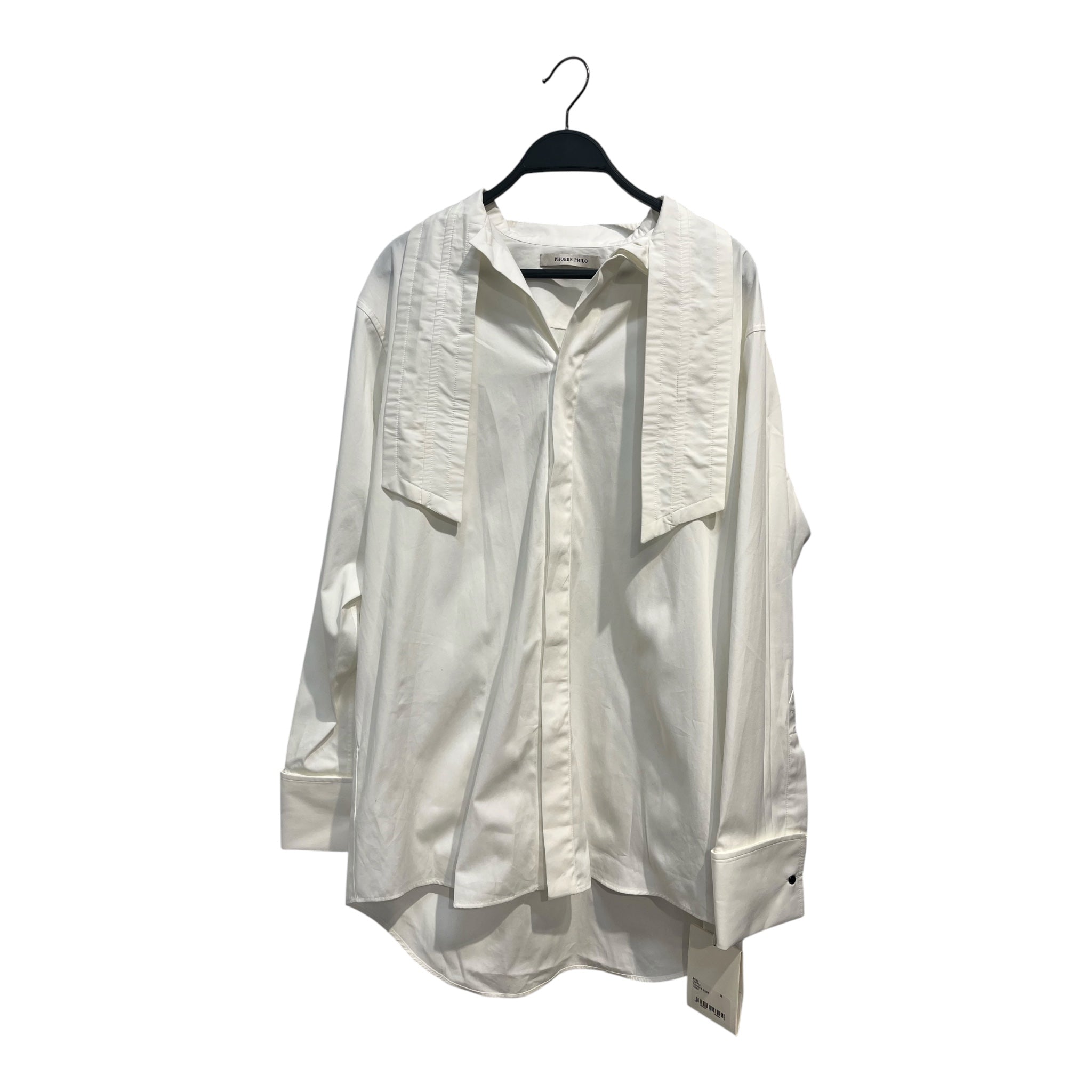 PHOEBE PHILO/LS Blouse/36/Cotton/WHT/TIE NECK SHIRT BUTTON DOWN view 1