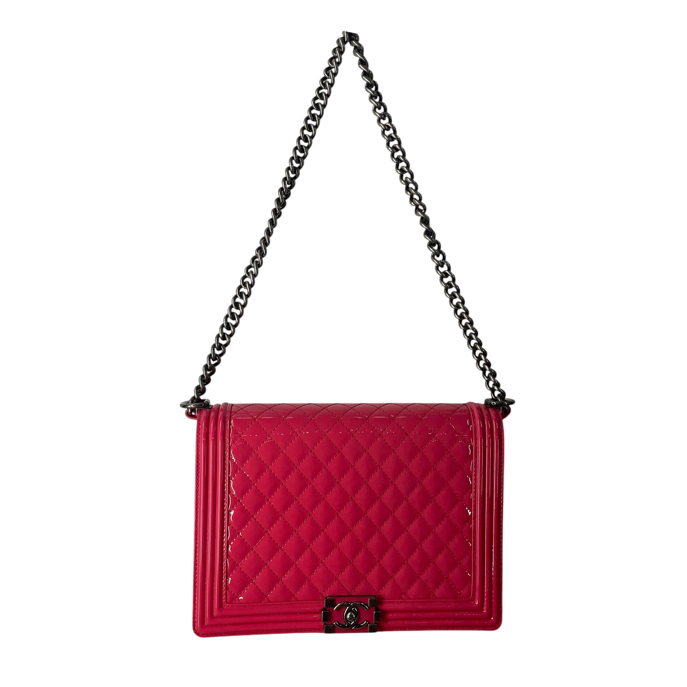 CHANEL/Cross Body Bag/Leather/PNK/17869624 PATENT BOY BAG view 1