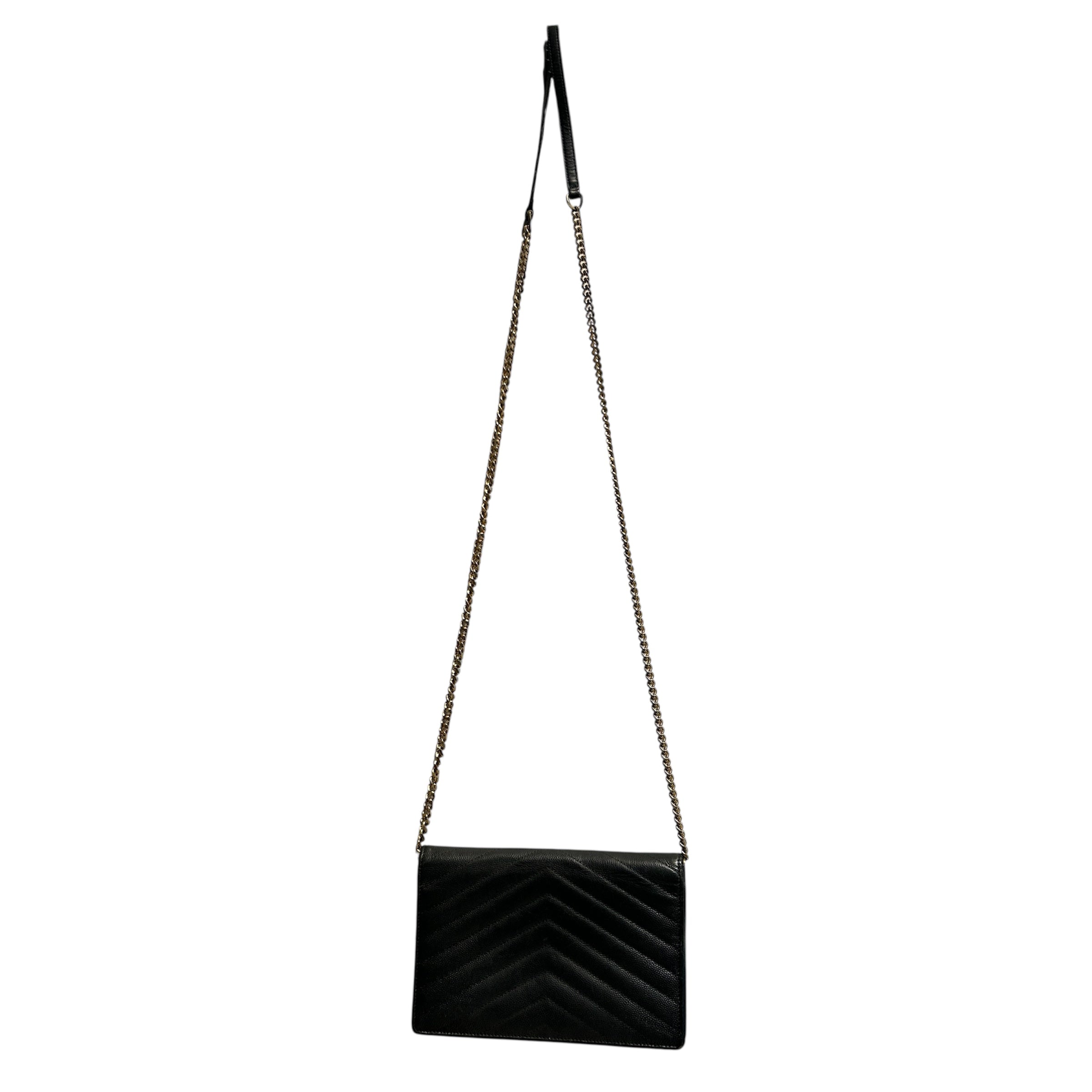 YVES SAINT LAURENT/Clutch Bag/Leather/BLK/Wallet On Clutch view 2