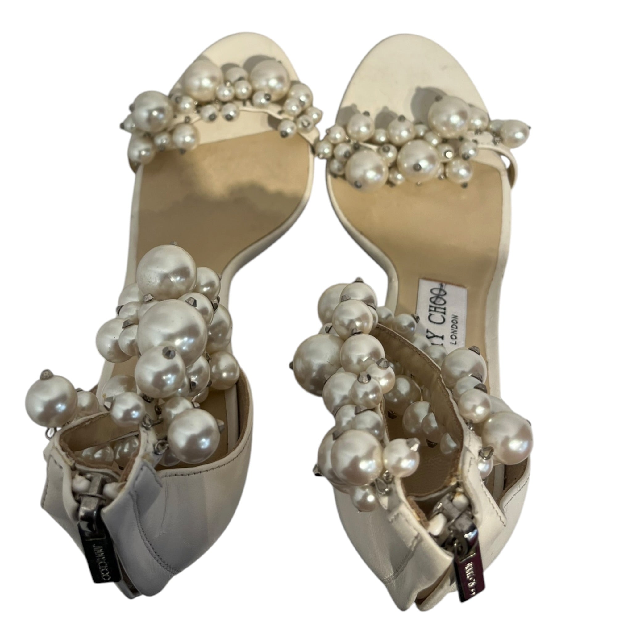 JIMMY CHOO/Heels/EU 36/Leather/WHT/Ankle Strap/PEARL EMBELLISH view 5