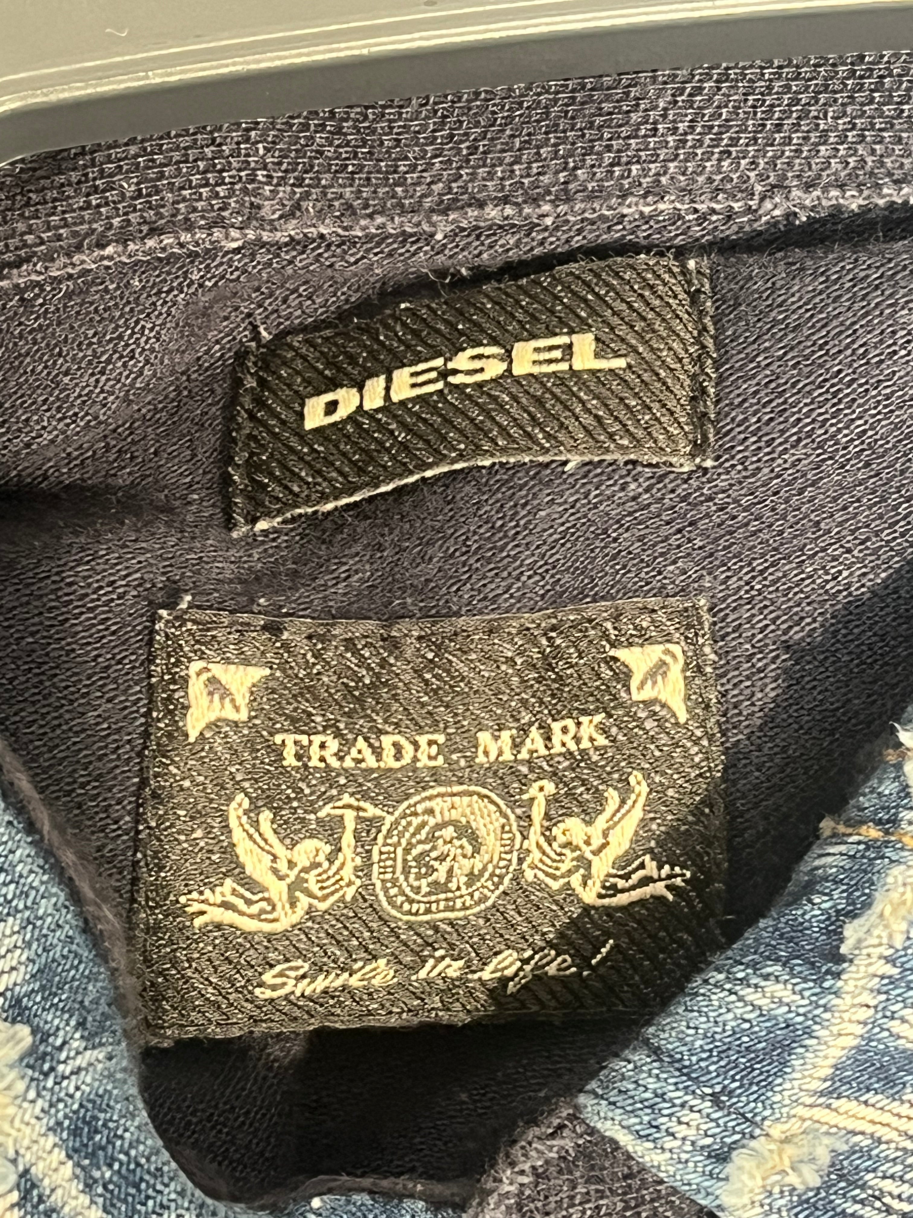 DIESEL/Polo Shirt/L/Cotton/NVY/denim collar view 3
