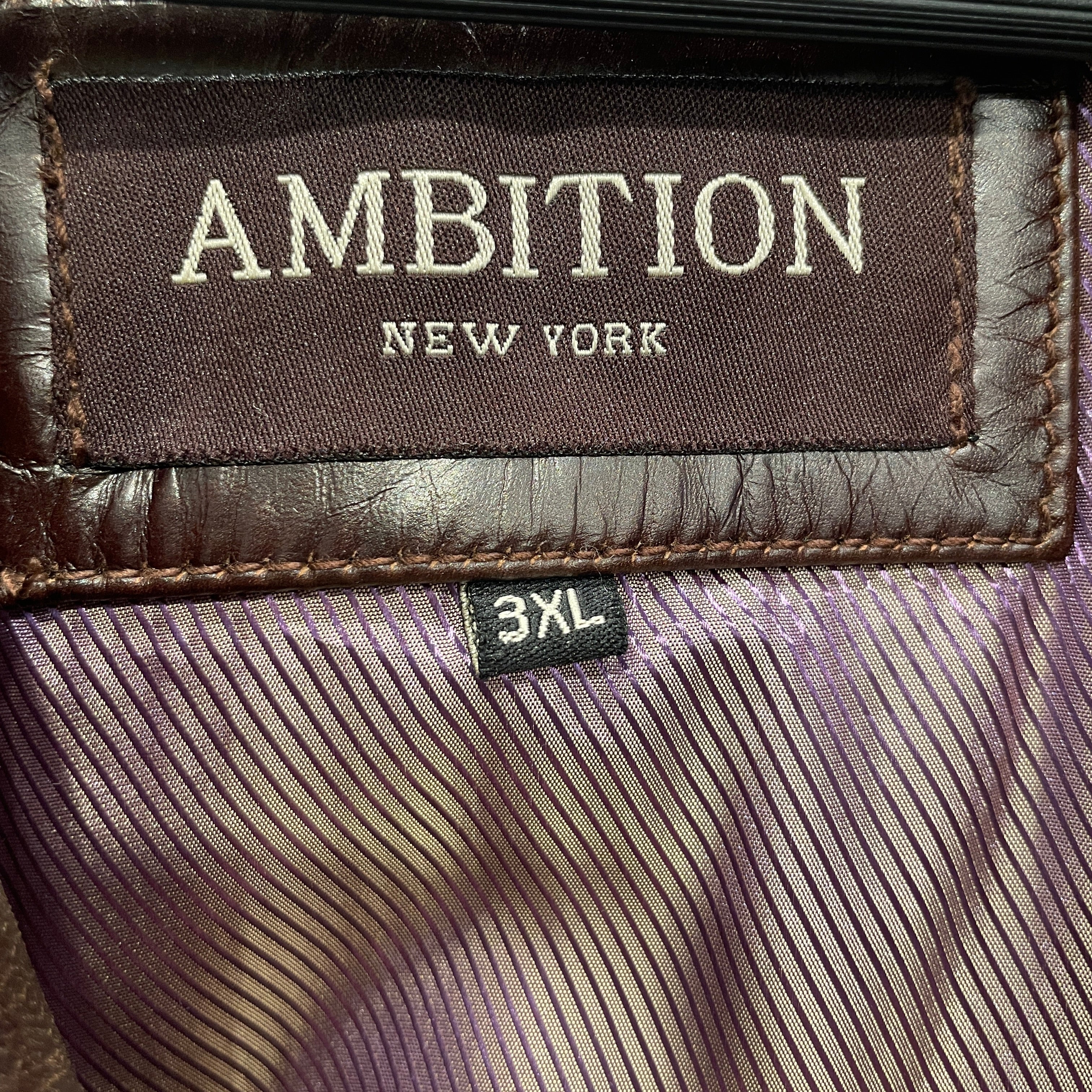 AMBITION NY/Vintage/Leather Jkt/XXXL/Leather/BRW/purple irredescent lining view 3