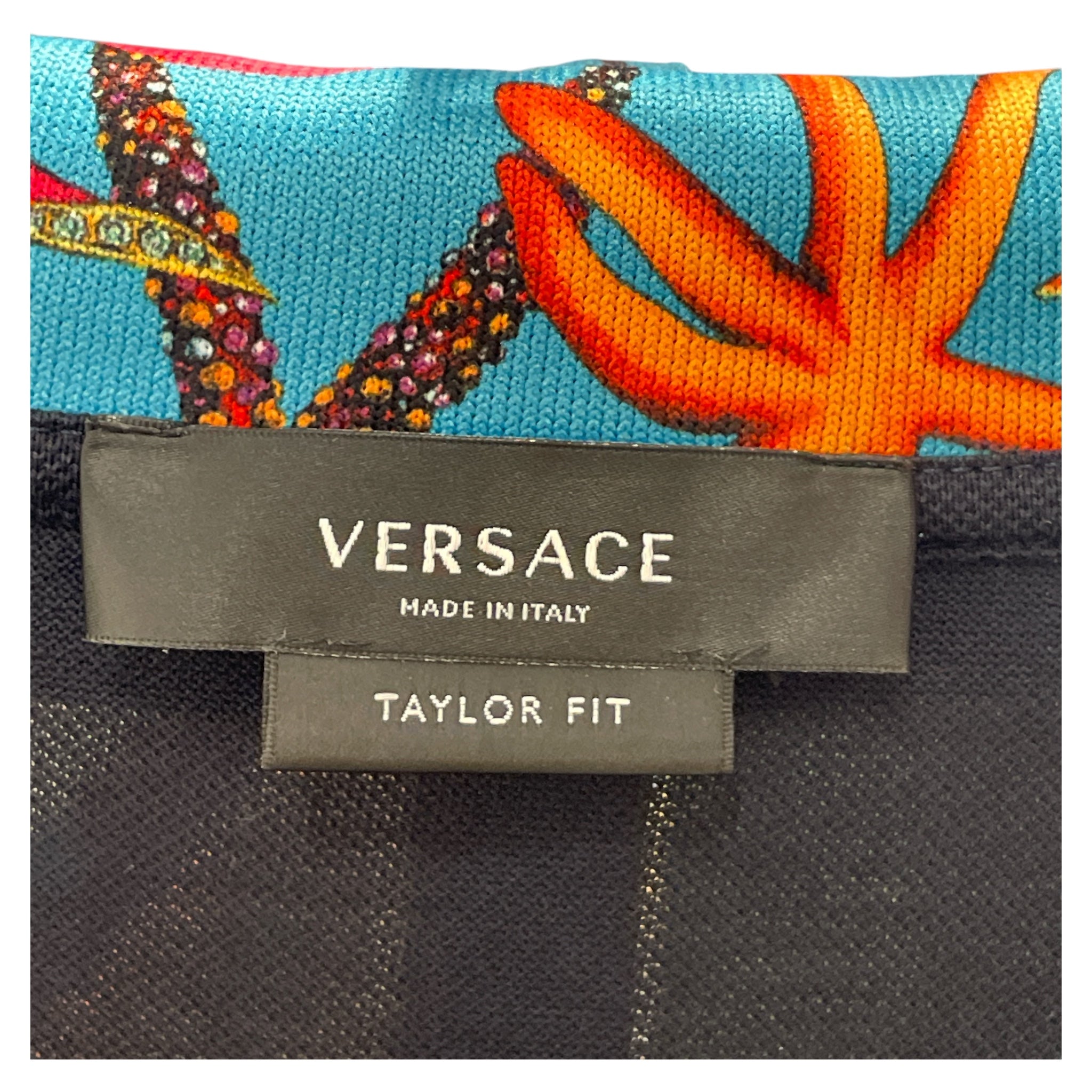 VERSACE/Polo Shirt/XXXL/Cotton/NVY/ocean print collar view 3