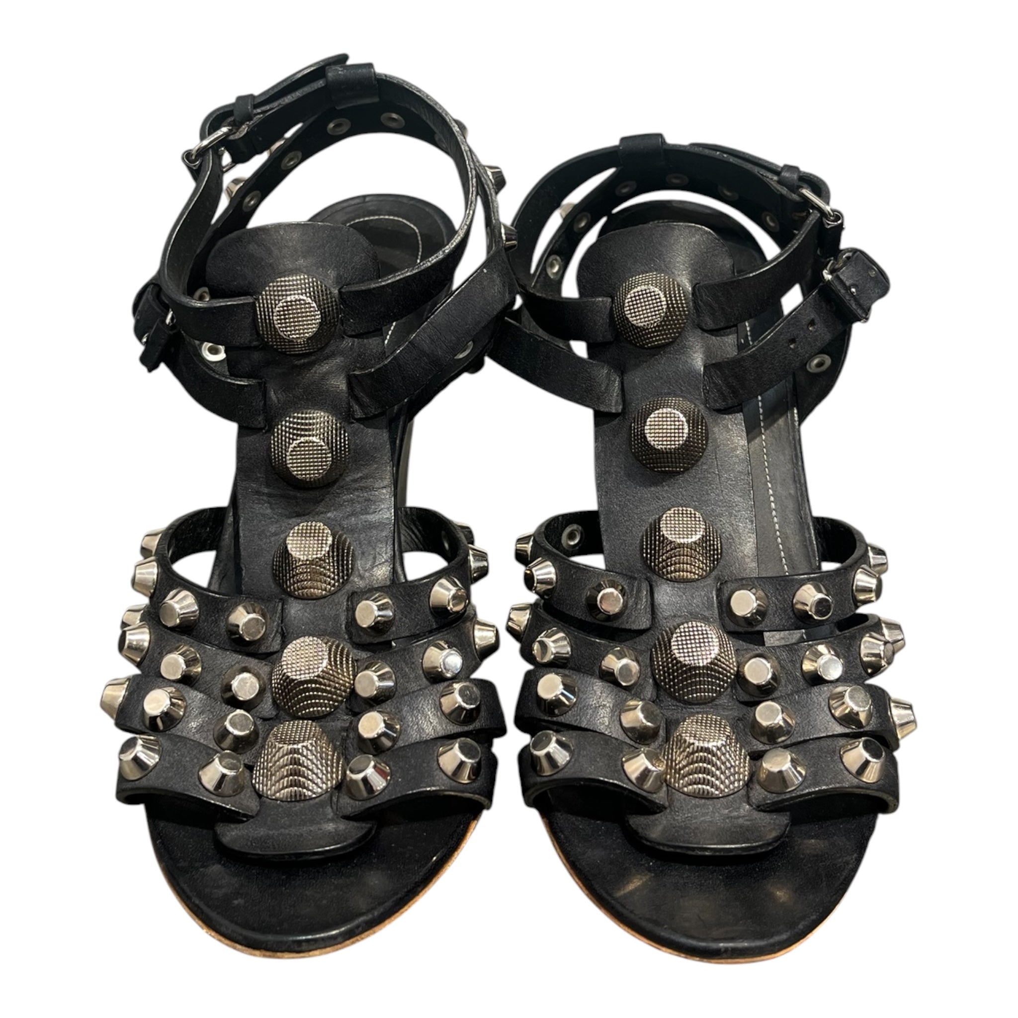 BALENCIAGA/Sandals/EU 40/Leather/BLK/Open-Toe/GLADIATOR-STUDDED view 2