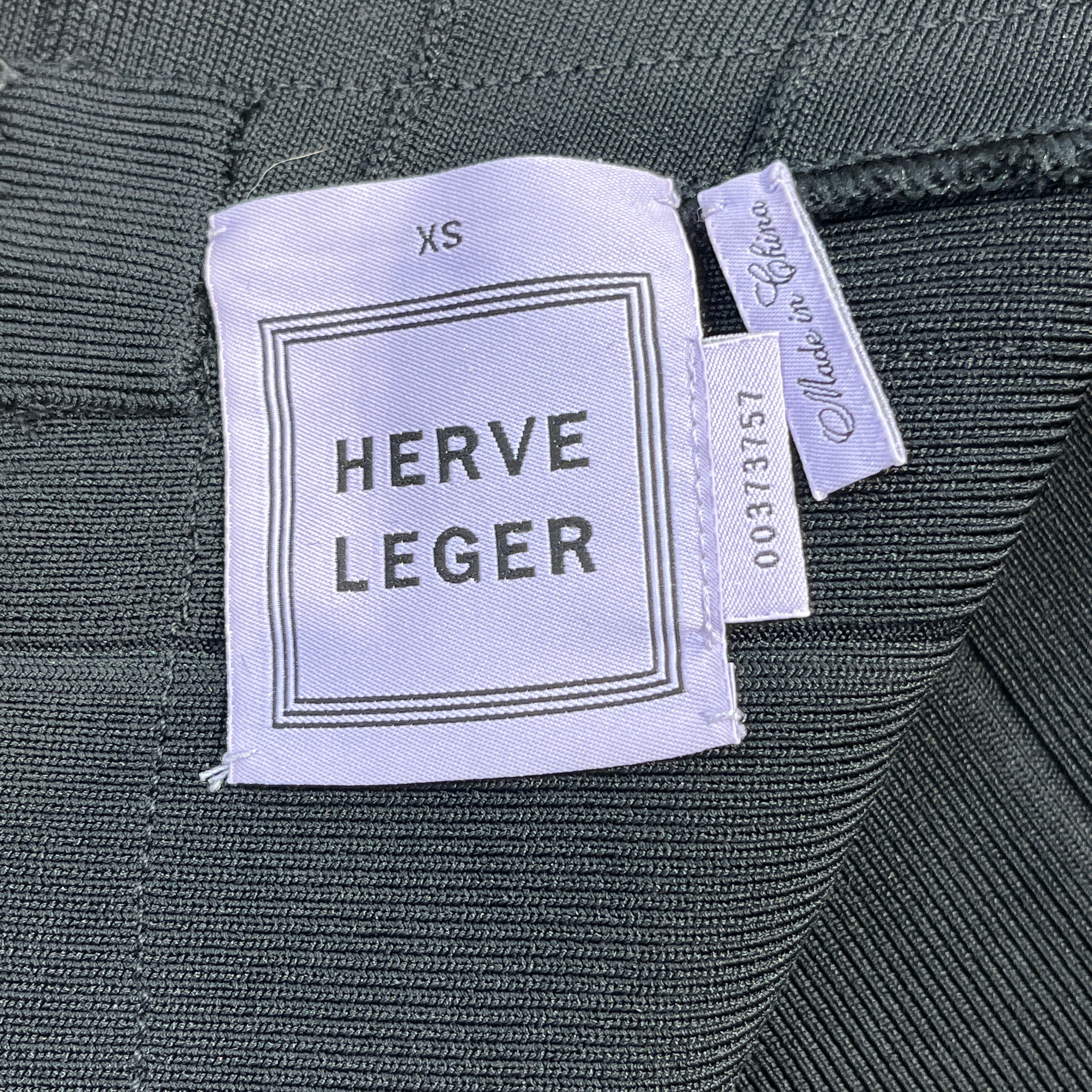 Herve Leger/Dress/XS/Rayon/BLK/Mini Length/Short, V Plunge Neckline view 3