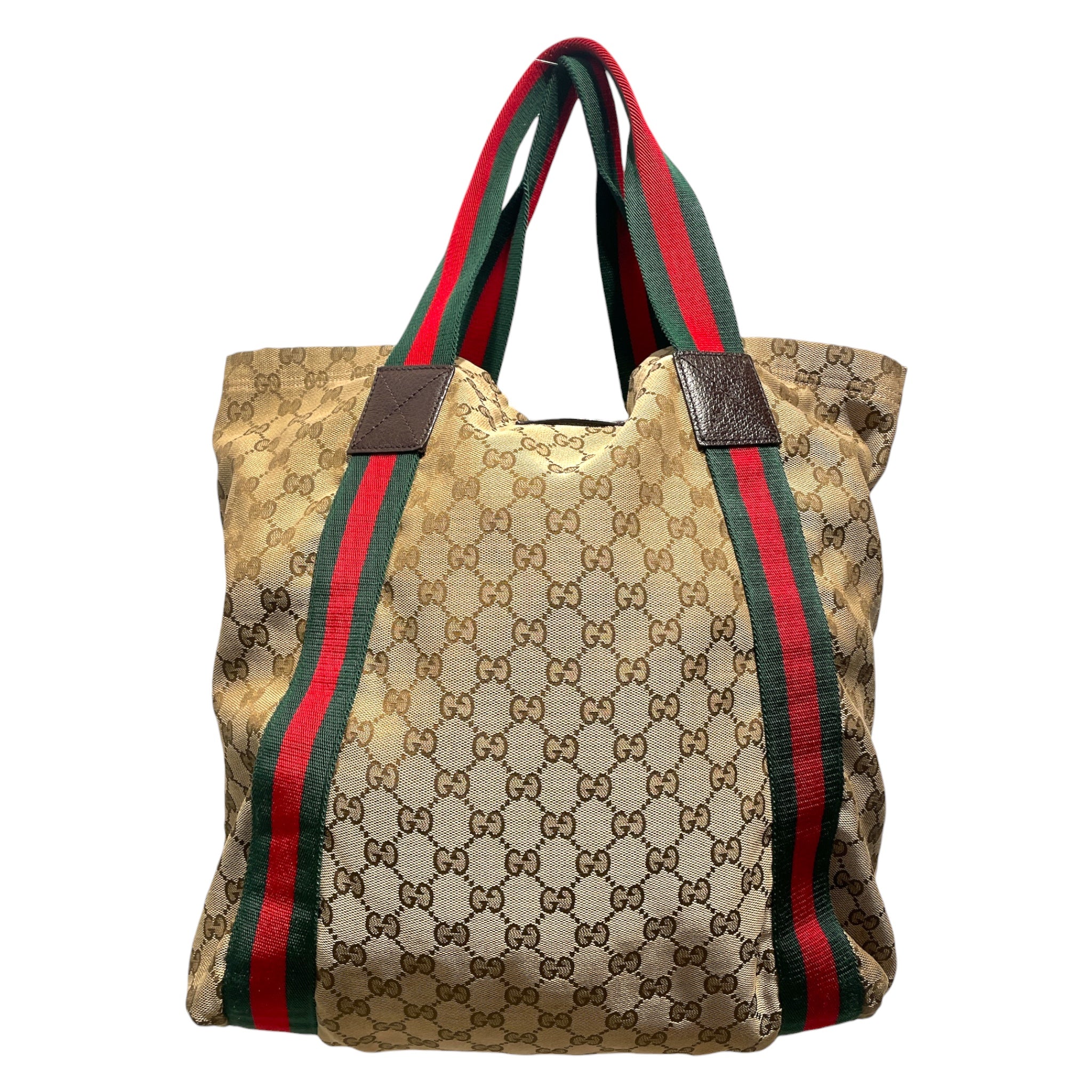 GUCCI/Tote Bag/Monogram/Cotton/BRW/GG canvas Web Tote Bag view 1