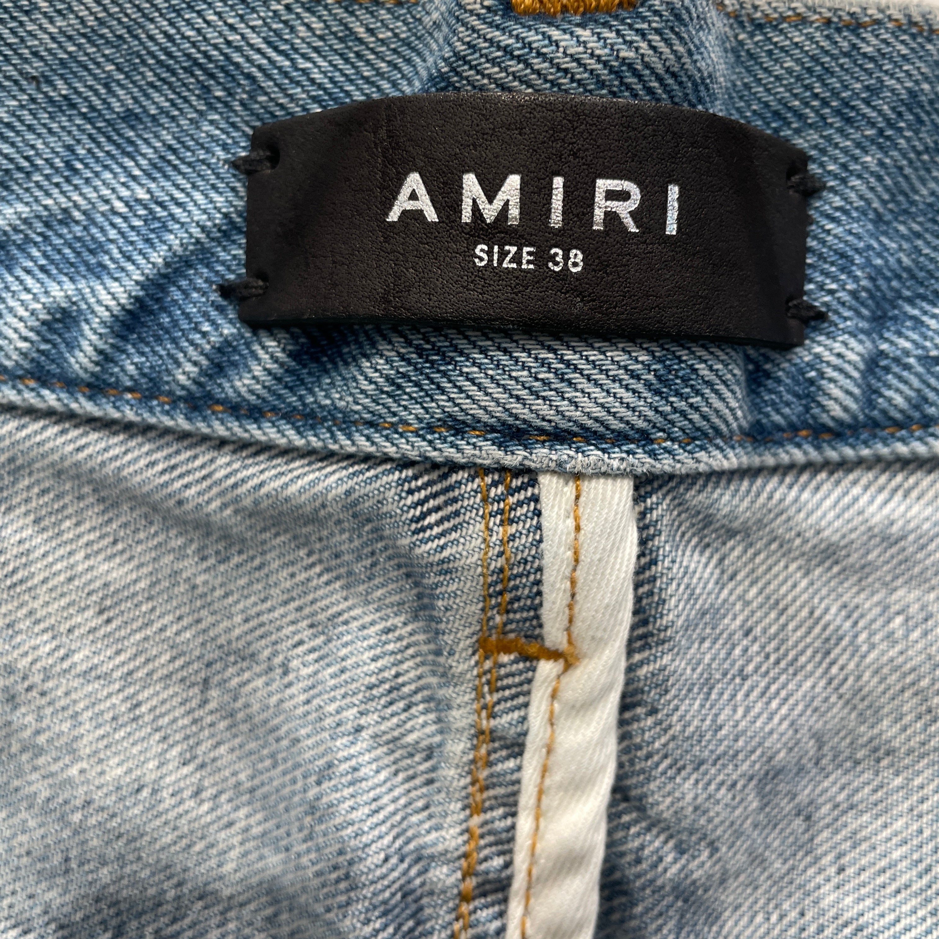 AMIRI/Pants/38/Cotton/BLU/BLACK LOGO, DASH STITCHING view 3
