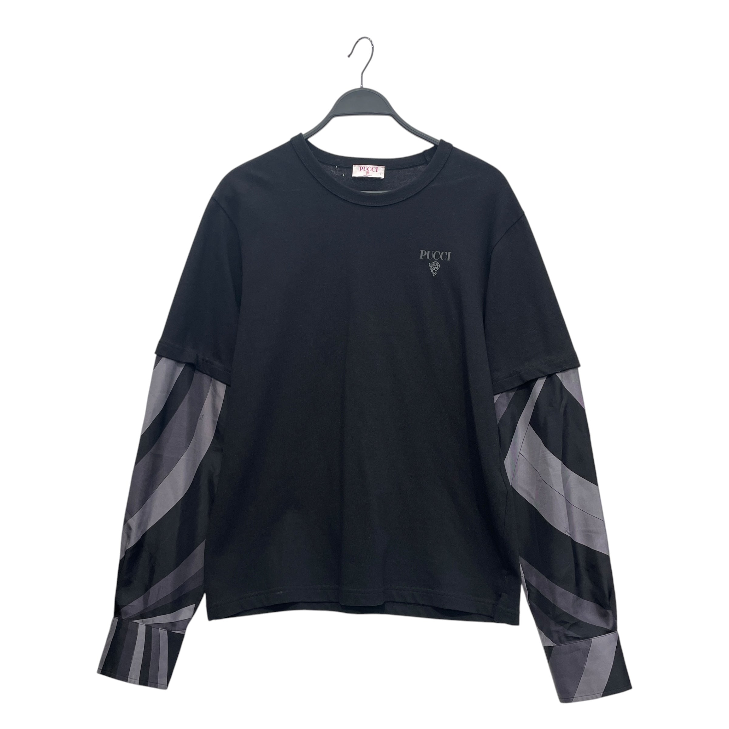 EMILIO PUCCI/LS T-Shirt/L/Cotton/BLK/LAYERED STRIPE SLEEVES view 1