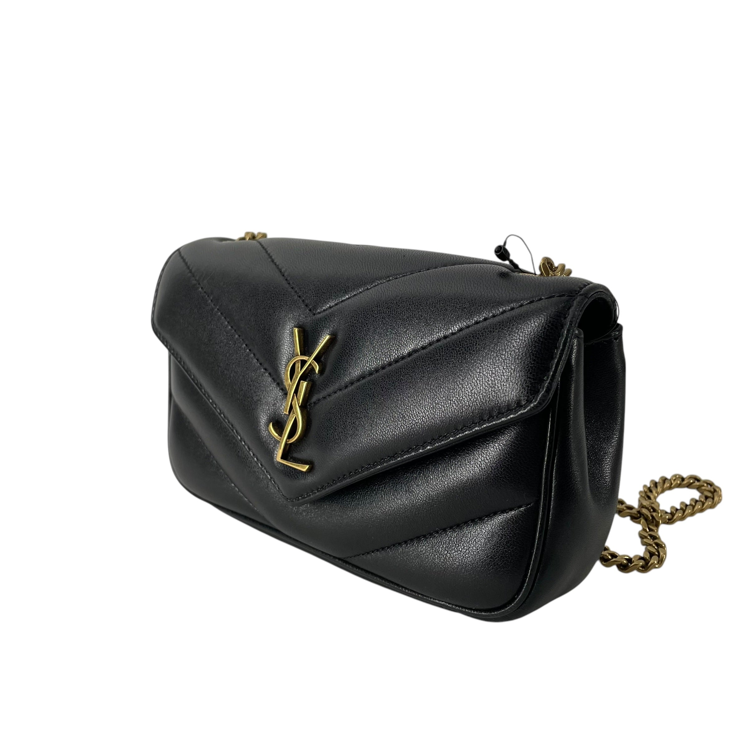 SAINT LAURENT/Cross Body Bag/Leather/BLK/GLD HRDWR  POCKT WALLET INSIDE view 4