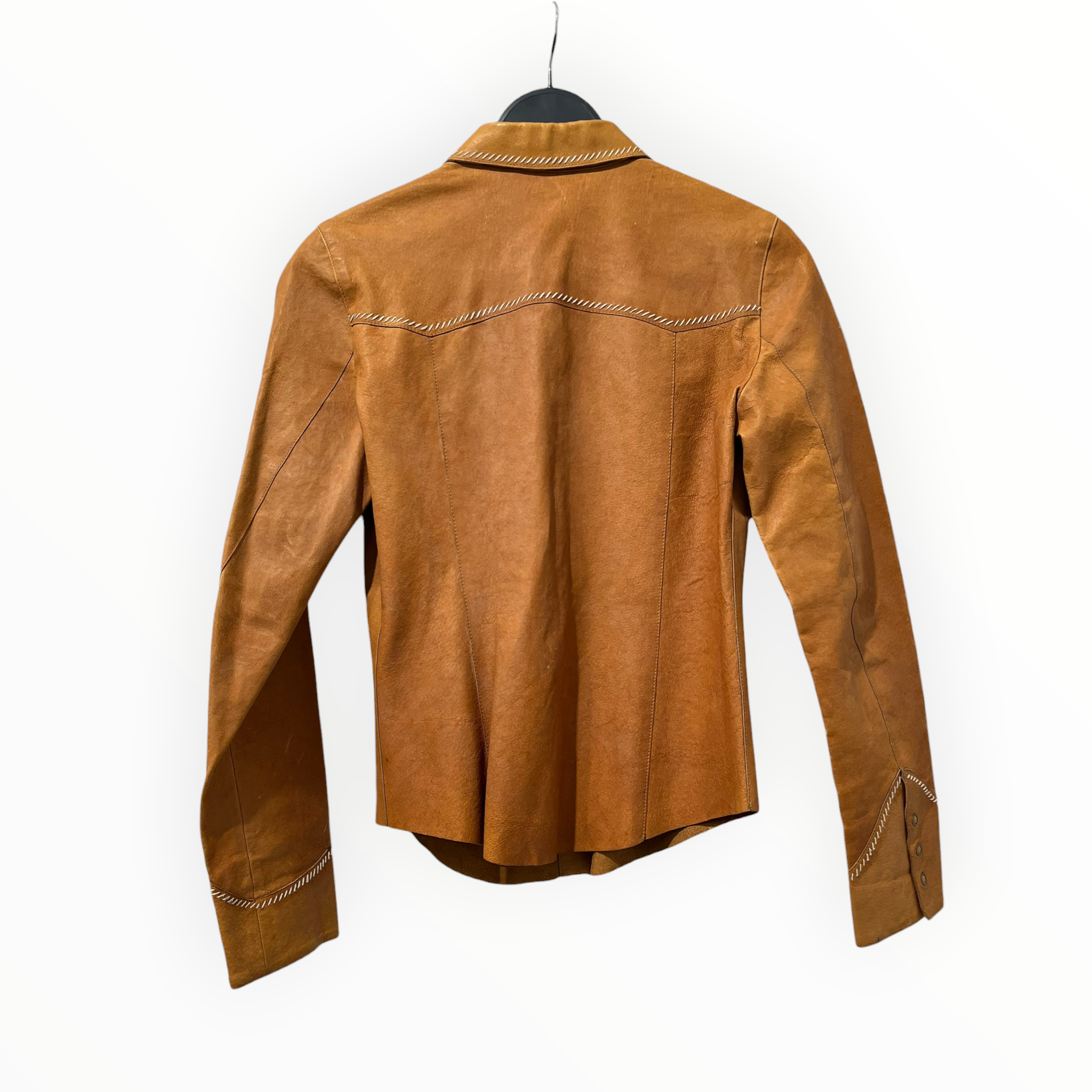 MIU MIU/Blouse/42/Leather/BRW/WESTERNSNAP BUTTON WHITESTITCH view 2