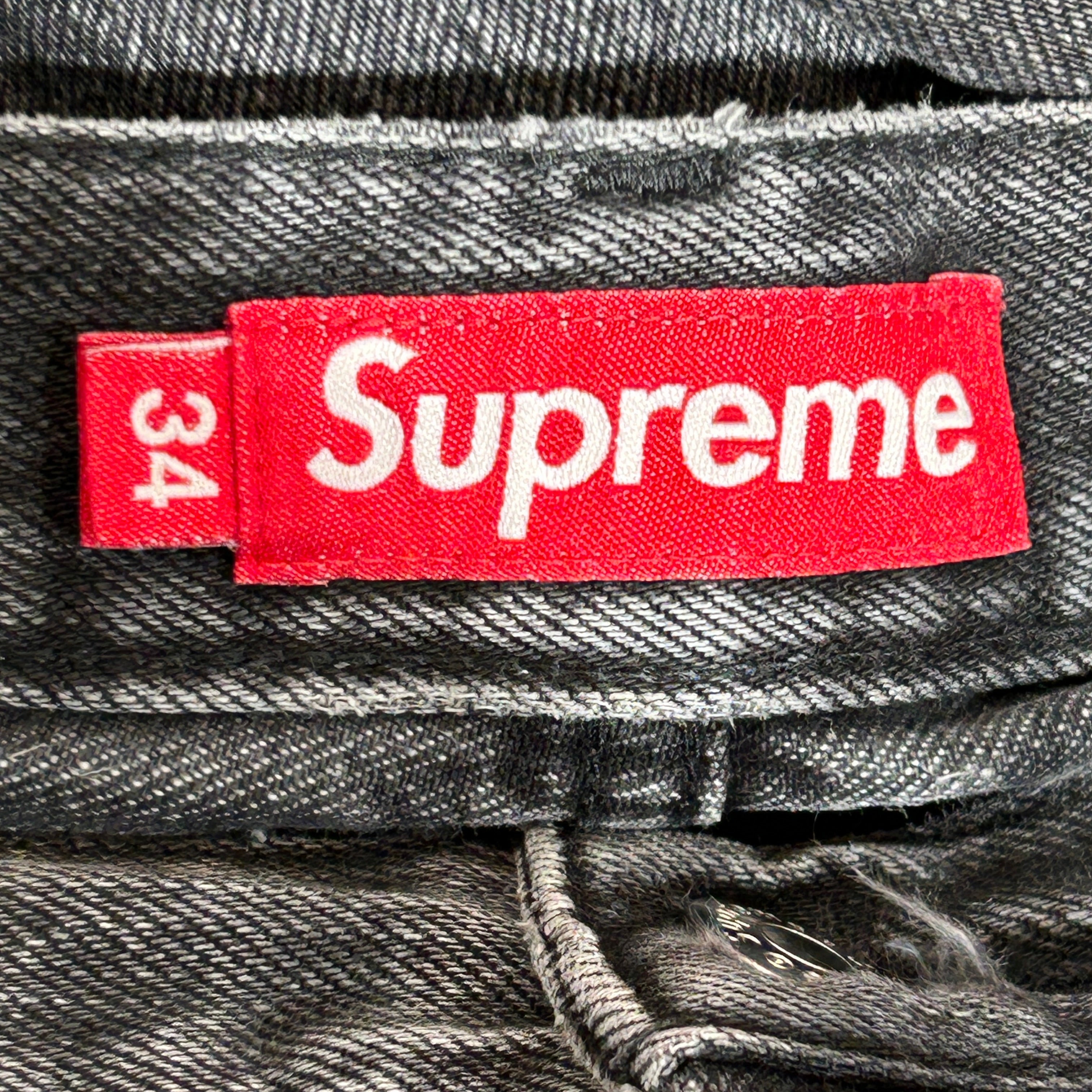 Supreme/Pants/34/Denim/BLK/baggy, embroidered pocket view 3