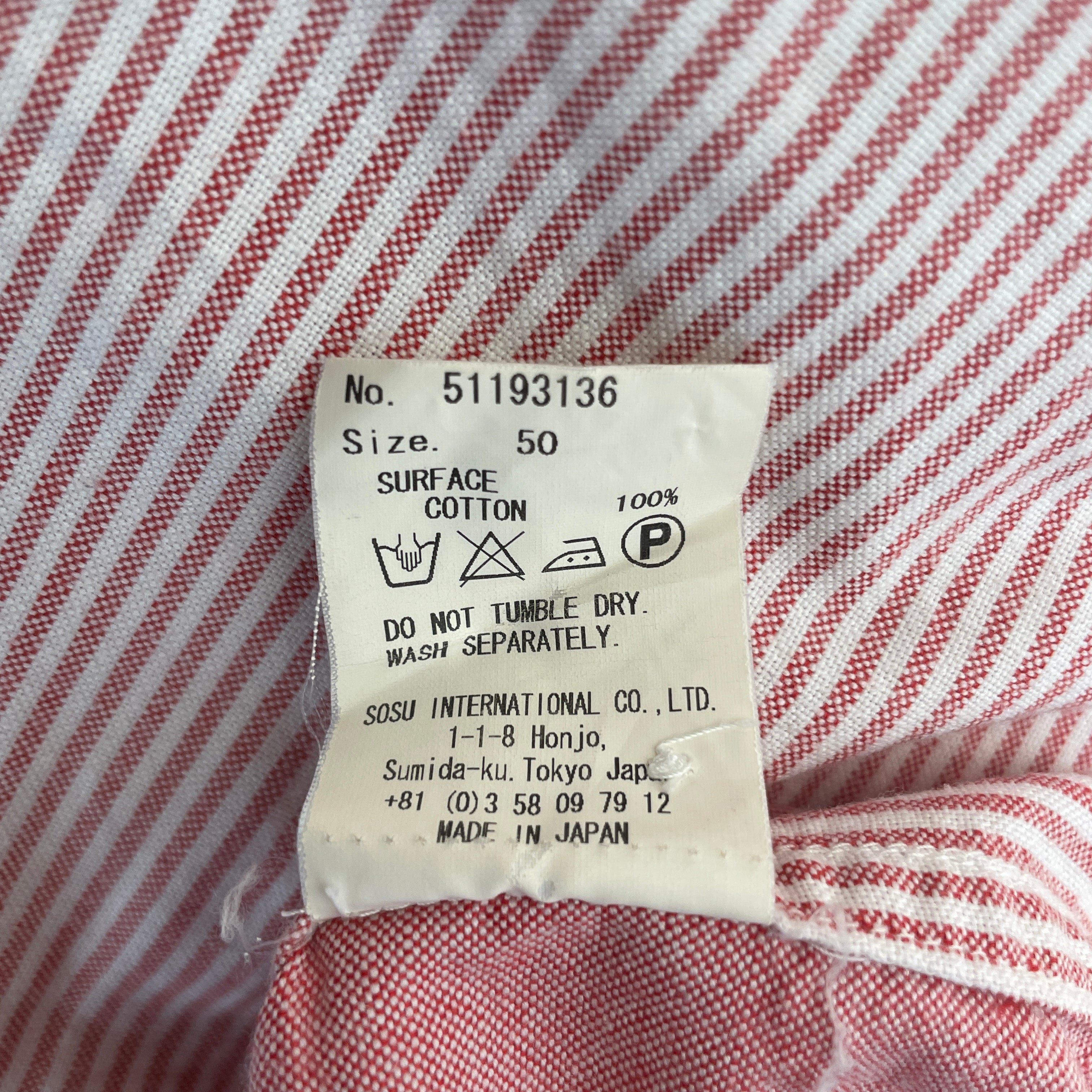 MIHARA YASUHIRO/LS Shirt/50/Cotton/RED/HALF STRIPE view 3