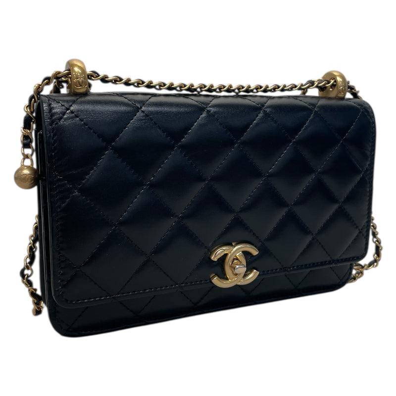 CHANEL/Cross Body Bag/Lambskin/BLK/