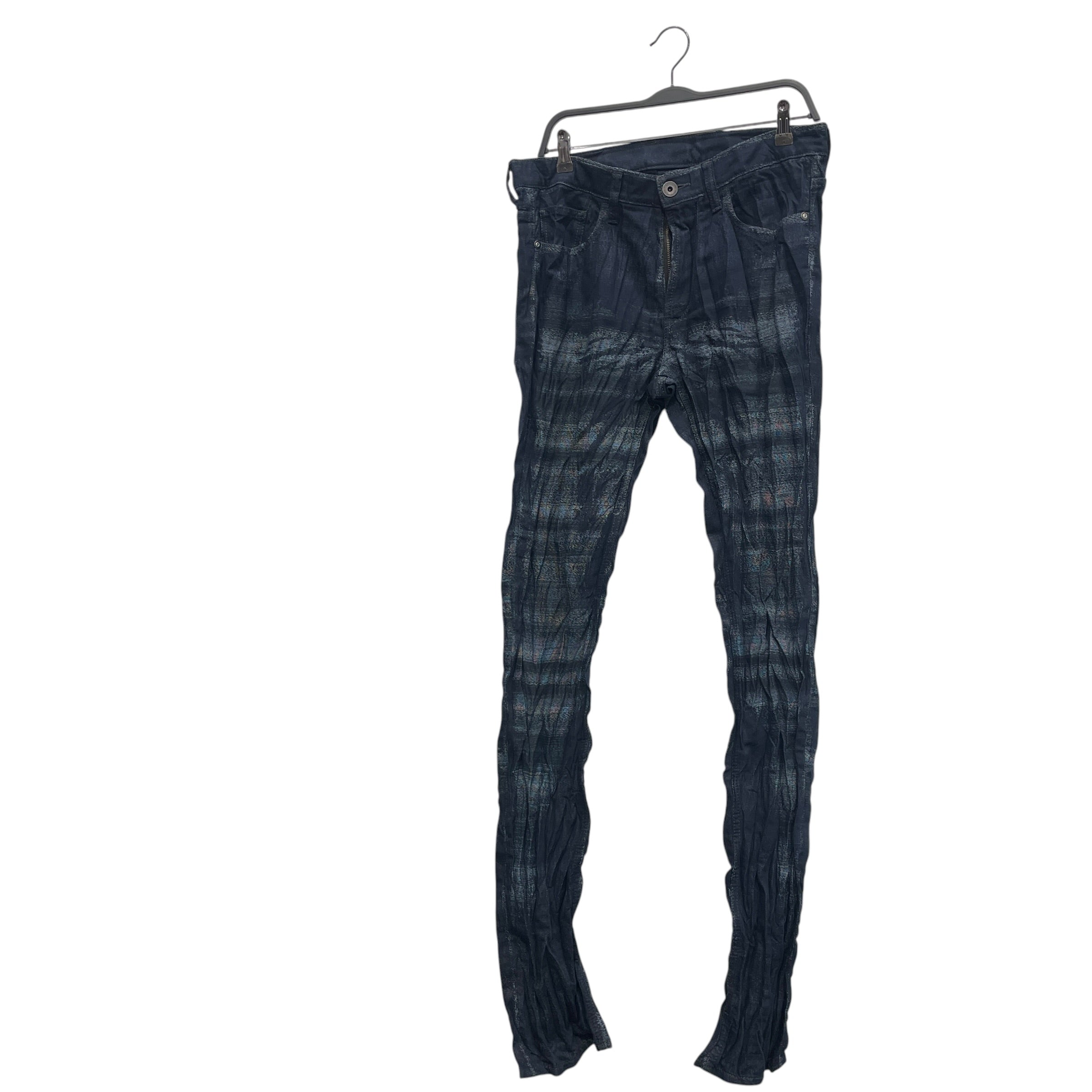 ISSEY MIYAKE MEN/Skinny Pants/3/Cotton/NVY/CRINKLE EFFECT PAINTED view 1