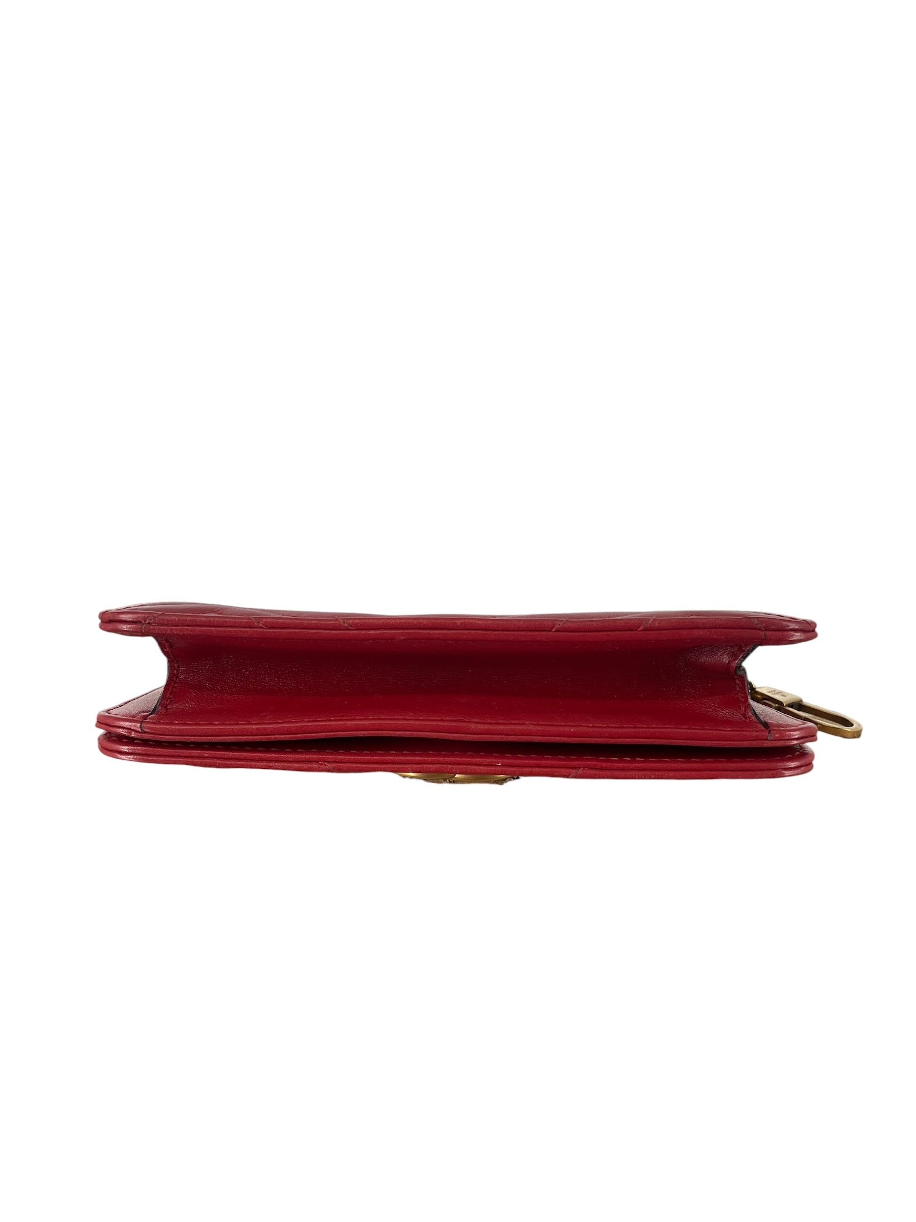 GUCCI/Cross Body Bag/Leather/RED/GG MARMONT WALLET ON CHAIN view 3