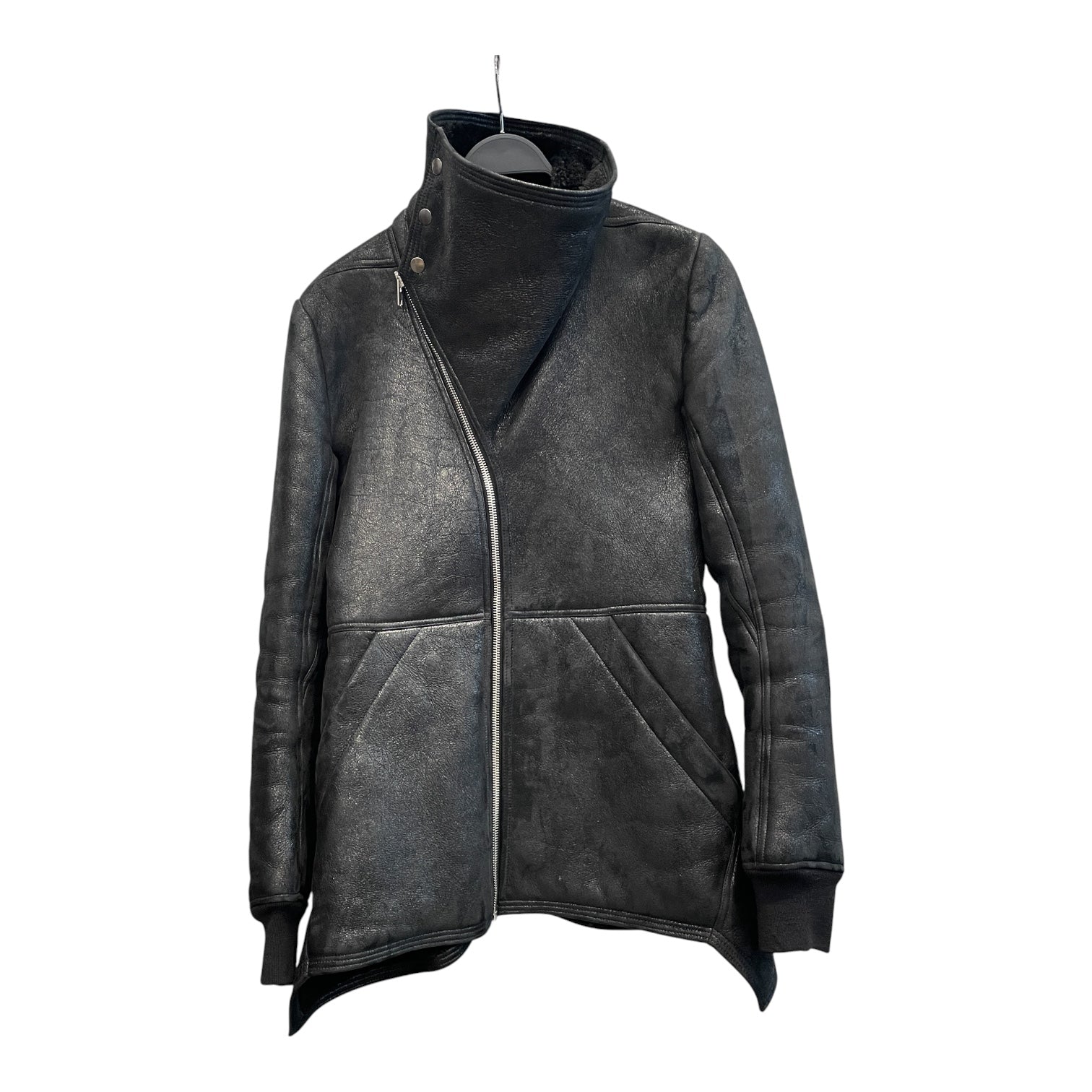 Rick Owens/Leather Jkt/S/Leather/BLK/LAMB LEATHER / ASYMETRIC ZIP view 1