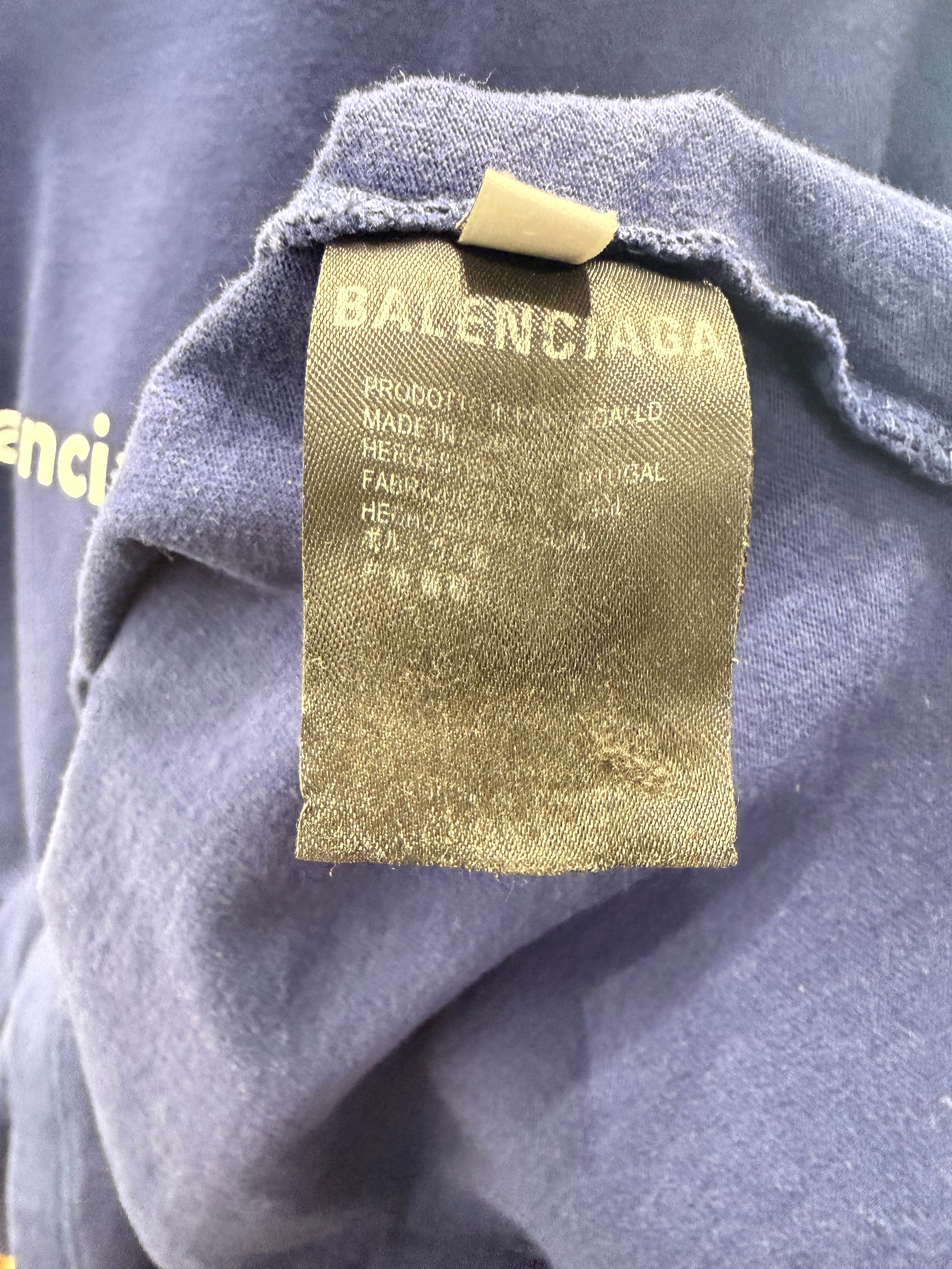 BALENCIAGA/T-Shirt/M/Cotton/NVY/Graphic/chest logo view 4