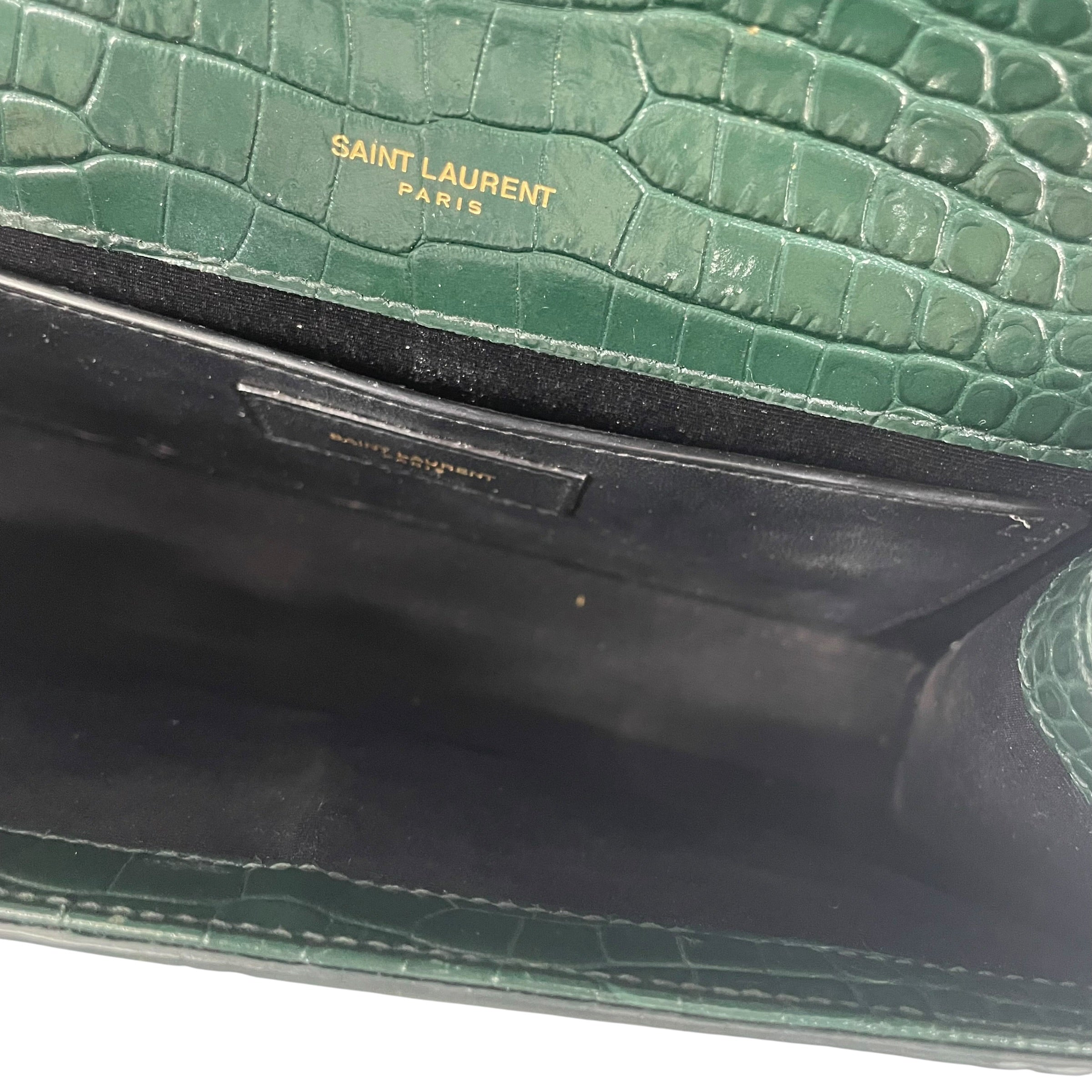 YVES SAINT LAURENT/Hand Bag/Leather/GRN/CROCODILE/ GOLD/ TASSEL view 5