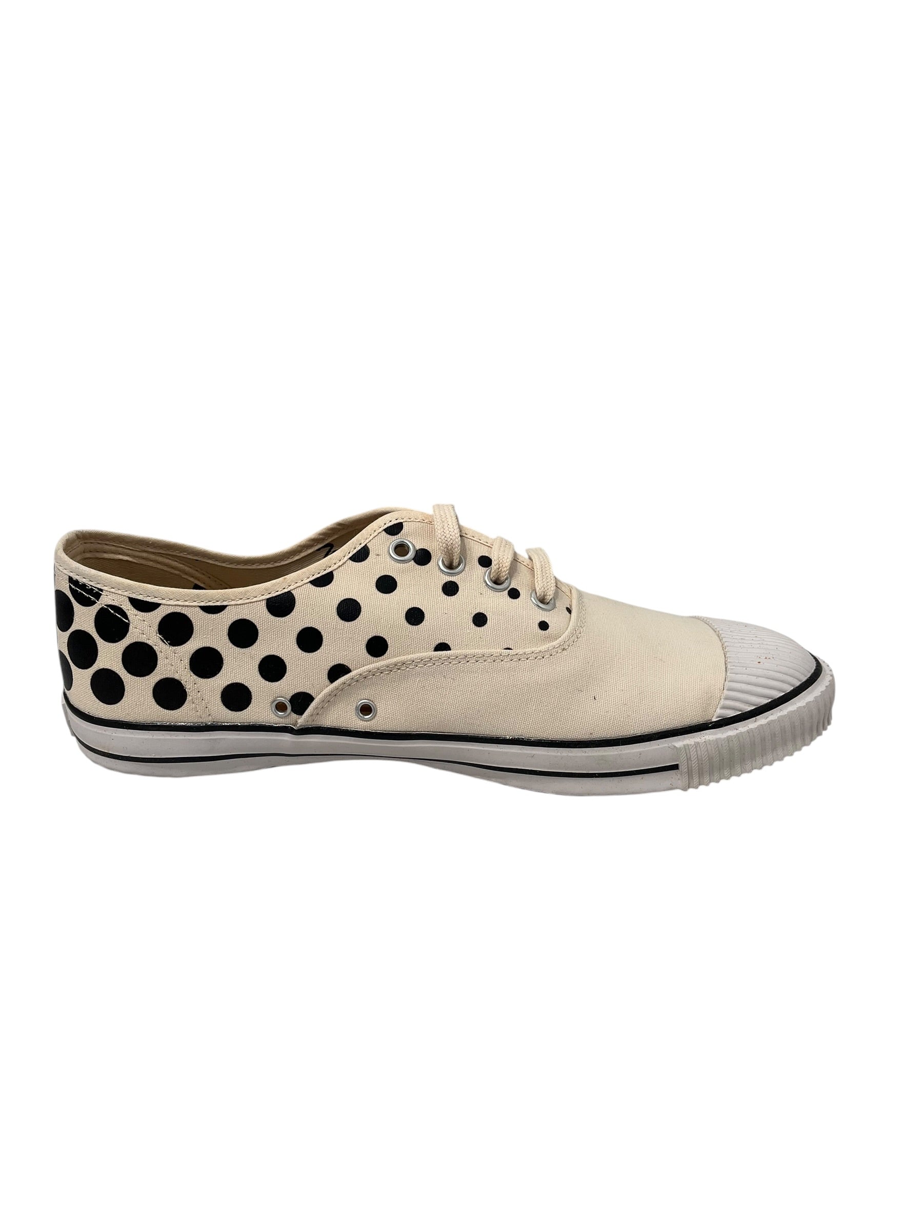 BATA/COMME des GARCONS/Low-Sneakers/US 10/Polka dot/CRM/TENNIS RIGE TOE BOX 10 view 4