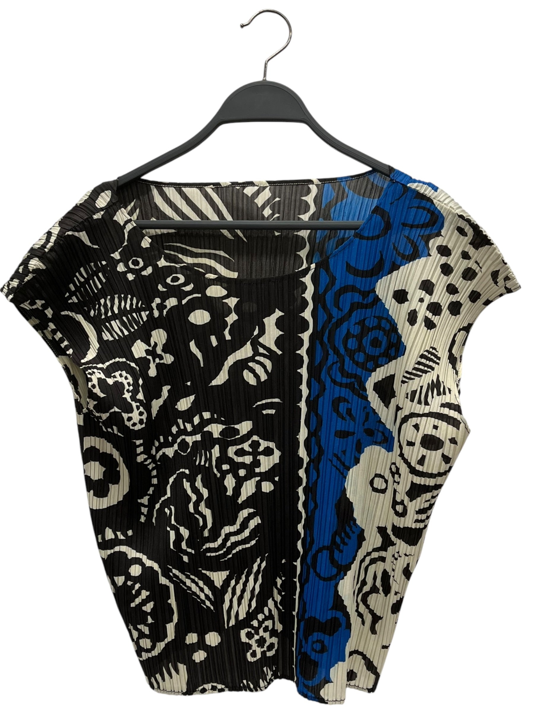 PLEATS PLEASE ISSEY MIYAKE/Blouse/M/All Over Print/Polyester/MLT/BLU BLCK WHITE PRINT view 1