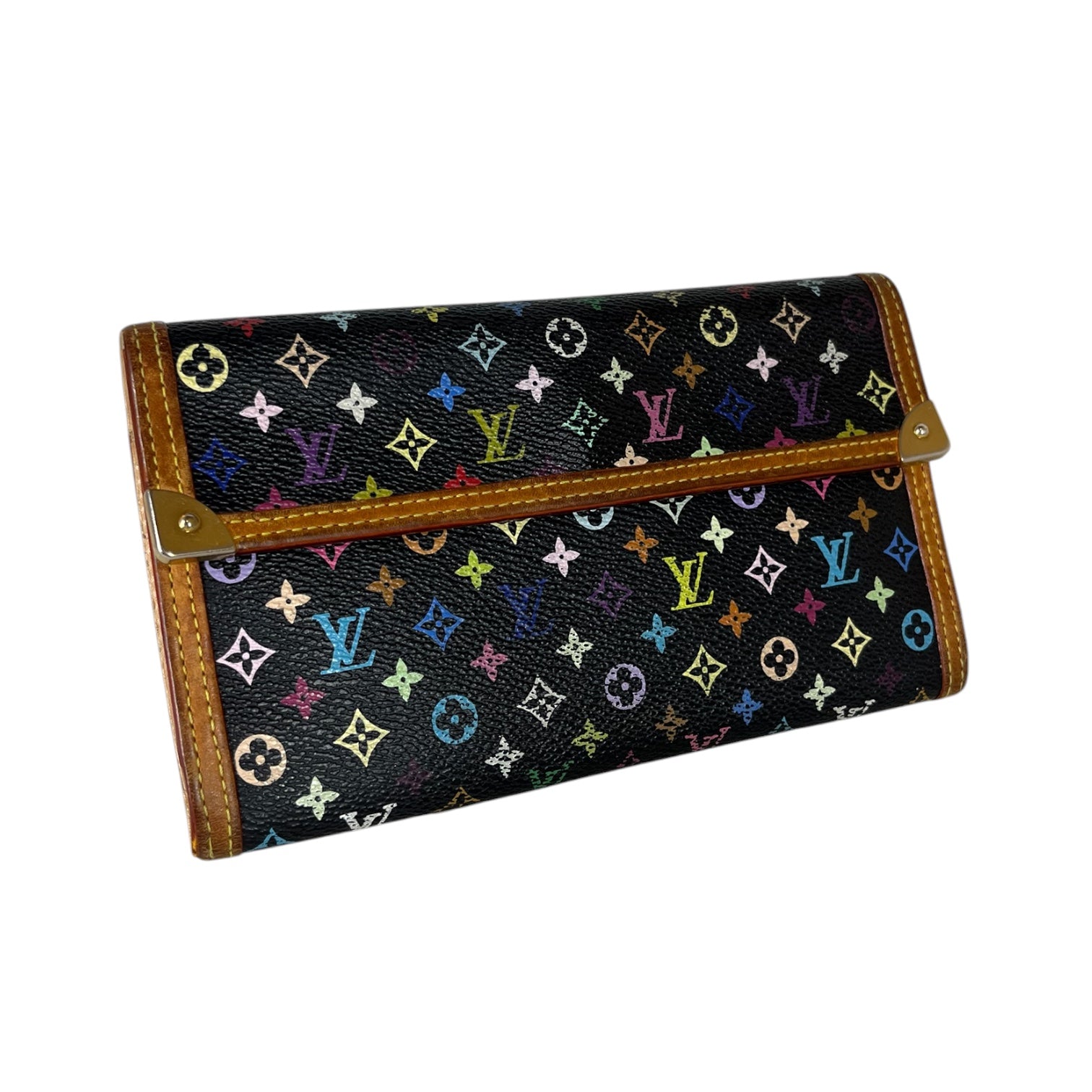 LOUIS VUITTON/Long Wallet/Monogram/Leather/BLK/murakami porte tresor view 1