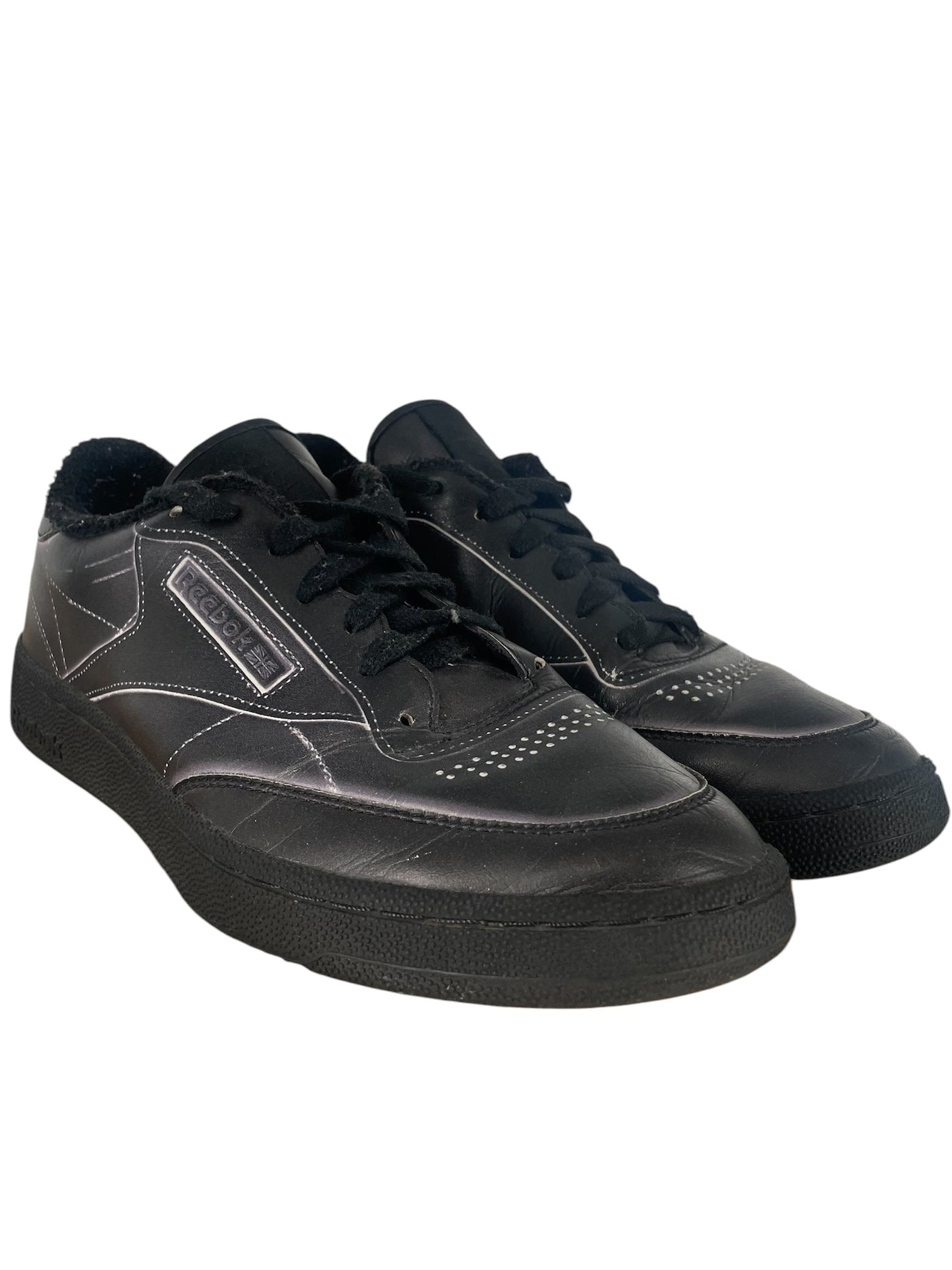 Reebok/Maison Margiela/Low-Sneakers/US 8.5/Border/Leather/BLK/CLUB C TROMP L'OEIL view 1