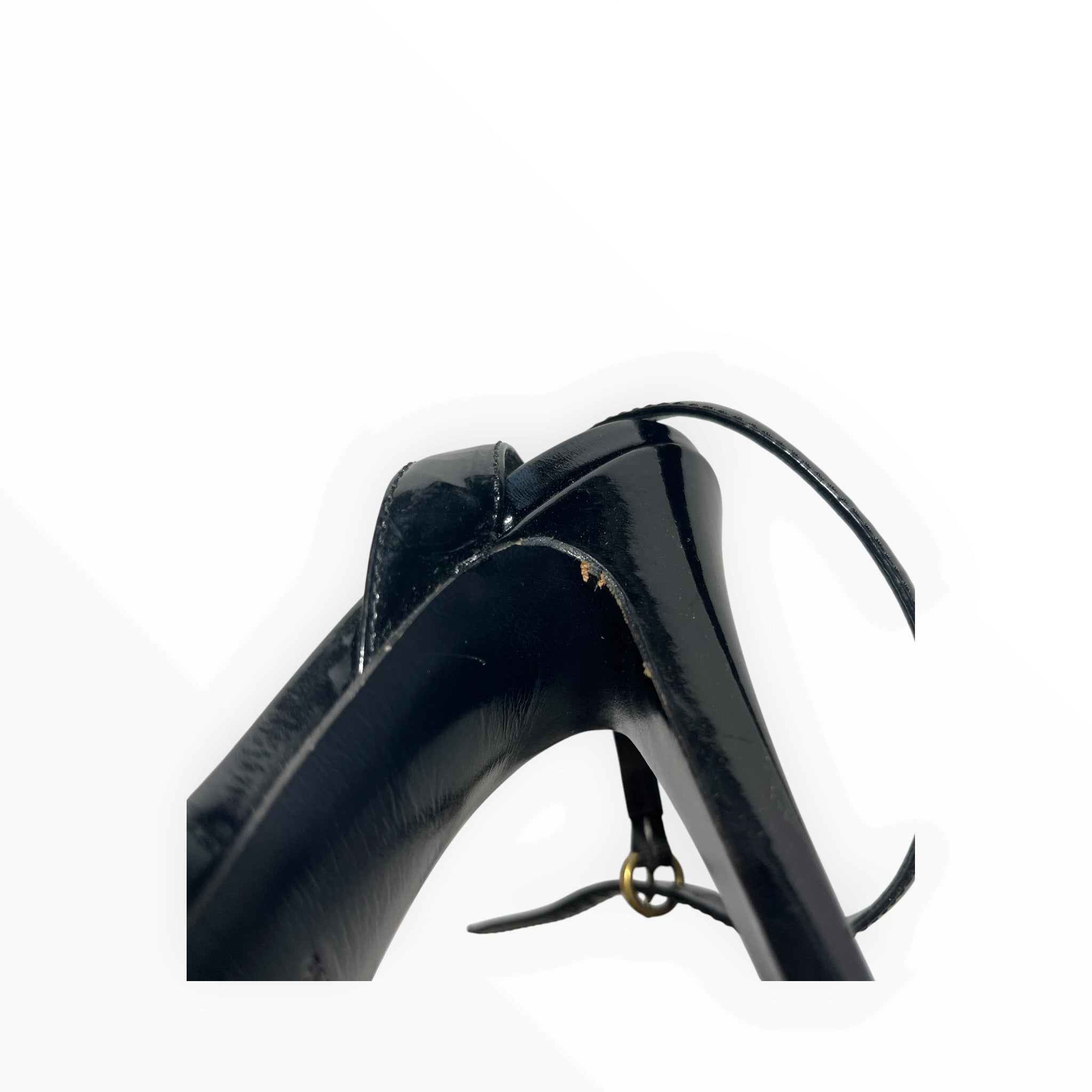 YVES SAINT LAURENT/Heels/EU 37.5/Leather/BLK/patent bow accent view 7