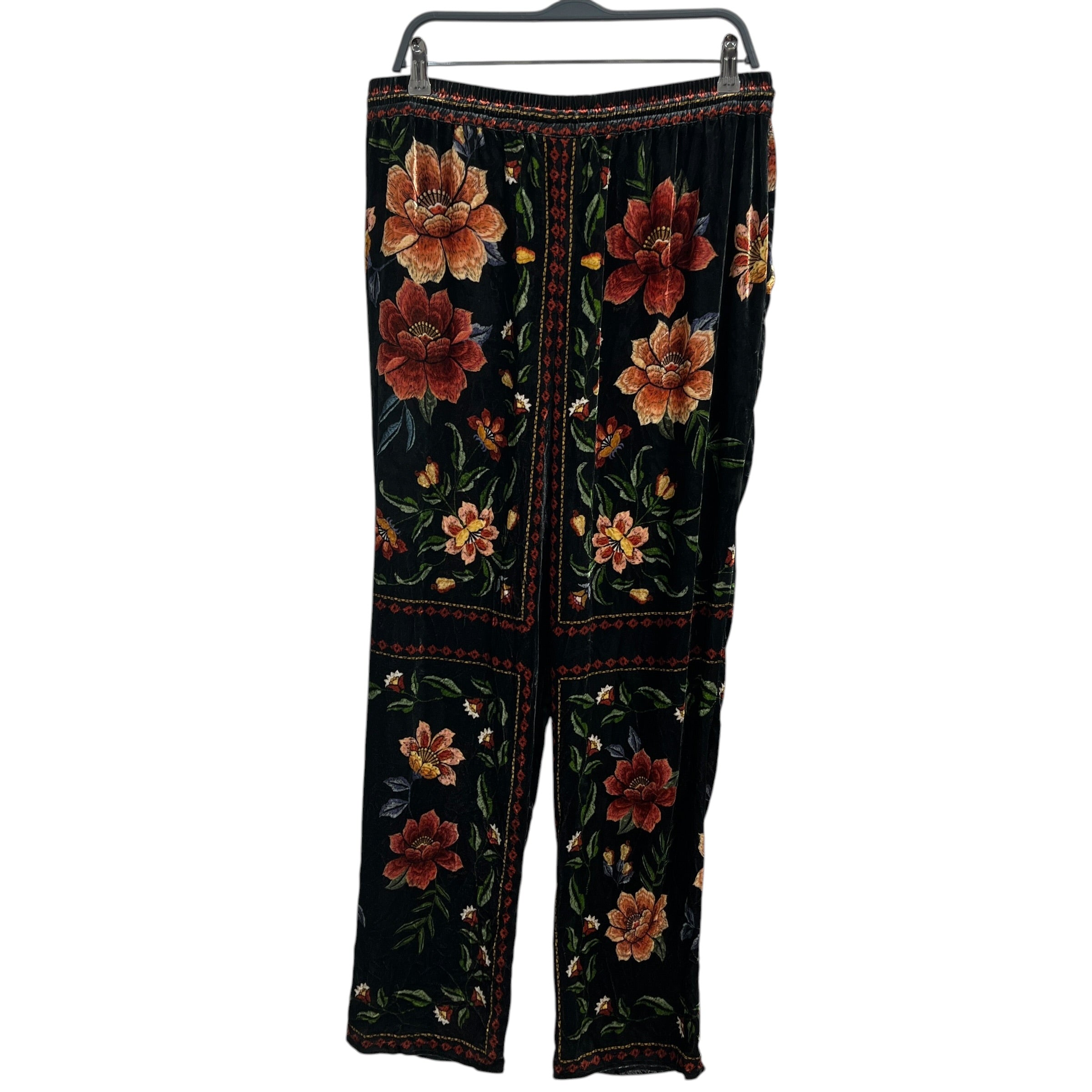 FARM Rio/Cropped Pants/L/All Over Print/Velour/BLK/Floral Pattern view 2