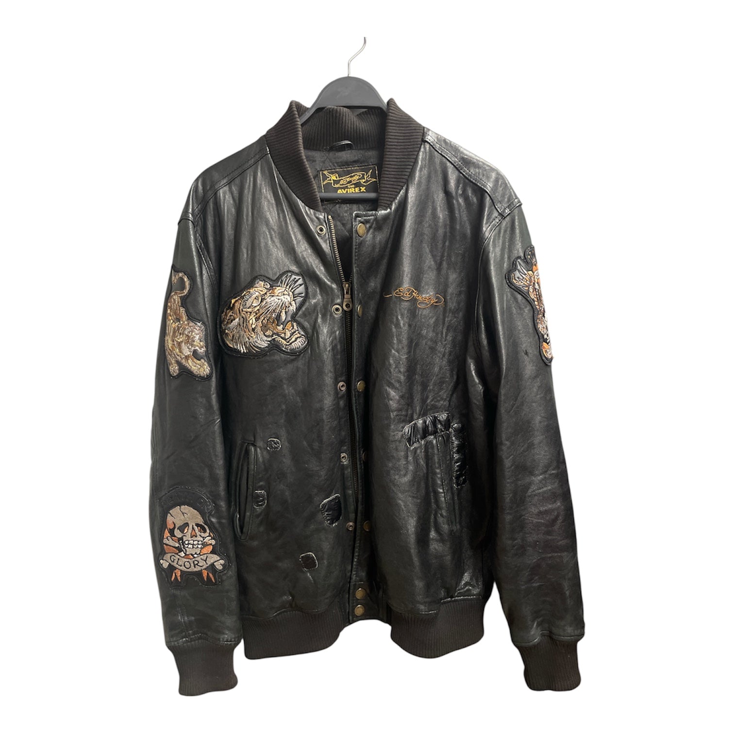 Ed Hardy/AVIREX/Leather Jkt/M/Leather/BLK/EAGLE ON BACK STUDDED view 1
