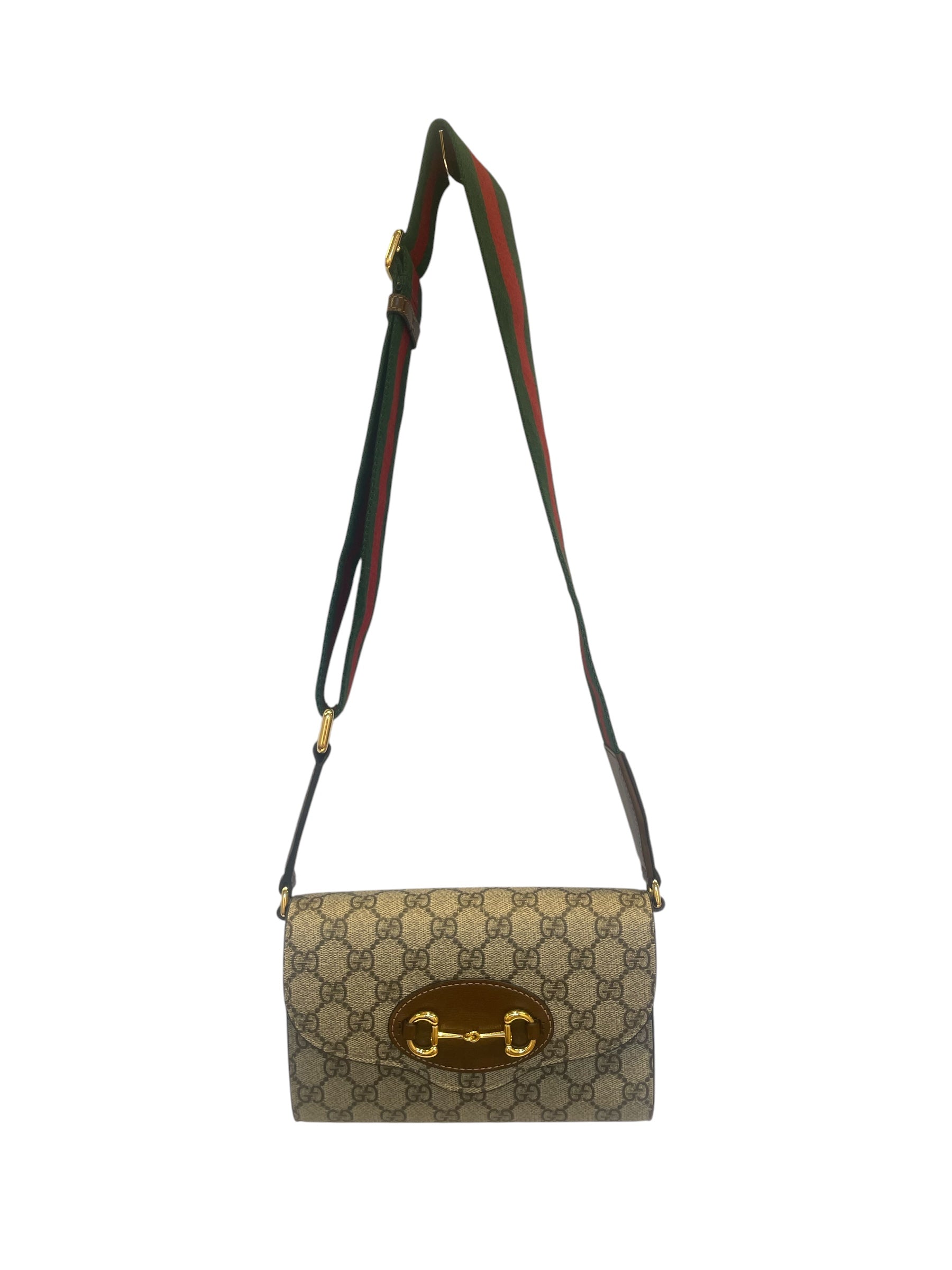 GUCCI/Hand Bag/Monogram/Leather/GRY/GLD CLASP ON FRONT, view 1