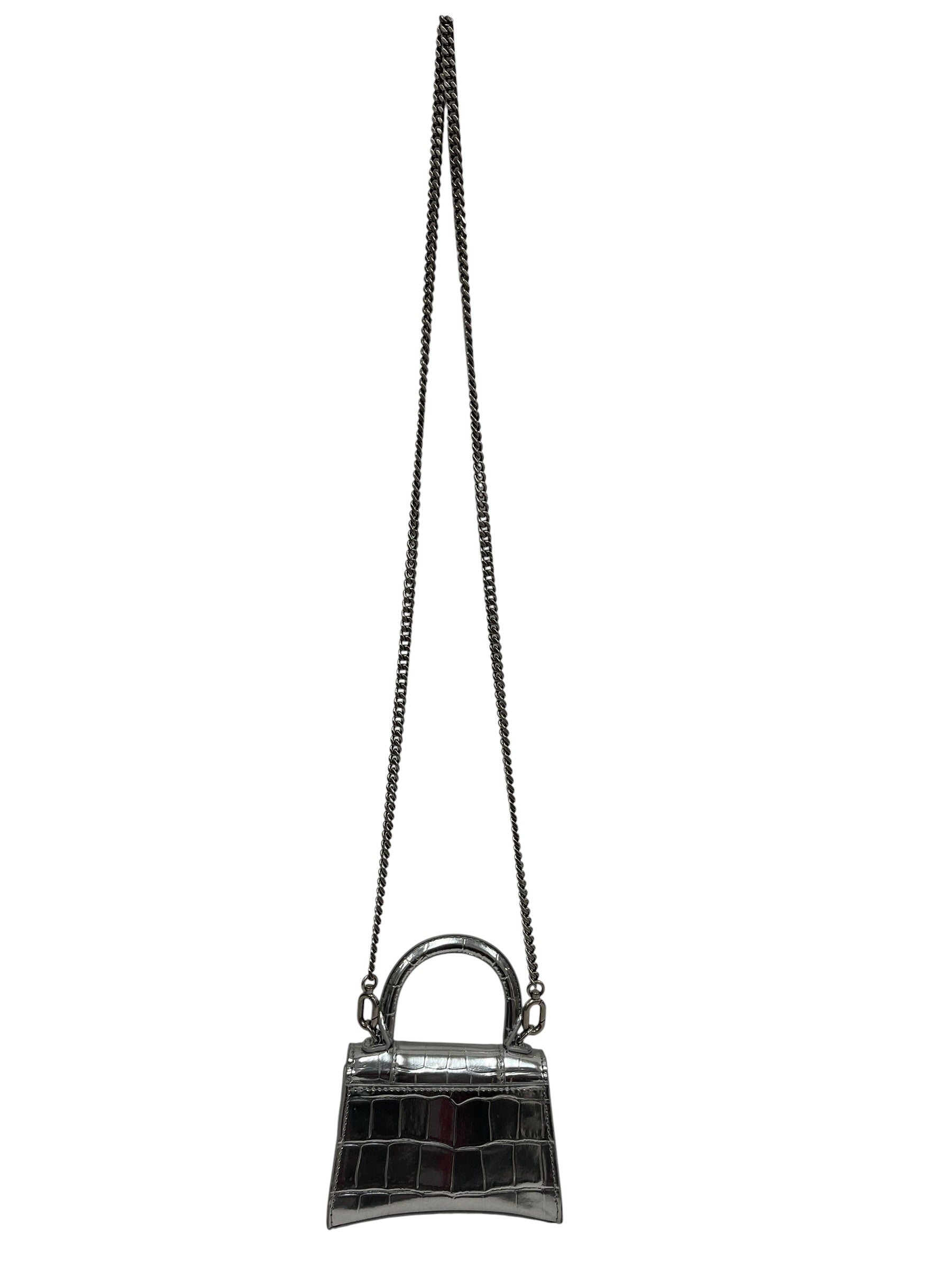 BALENCIAGA/Cross Body Bag/Leather/SLV/PATENT HOURGLASS MINI view 2