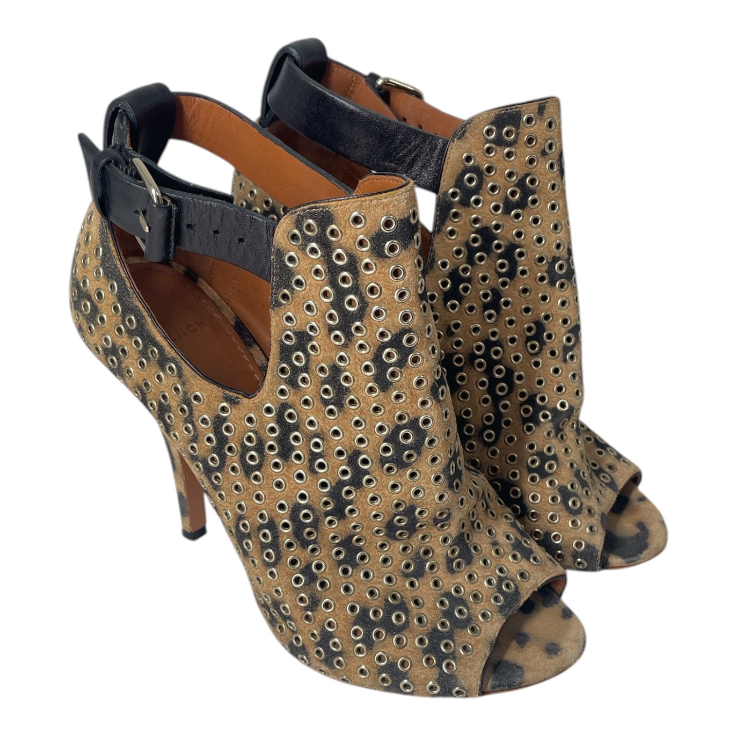GIVENCHY/Heels/EU 36.5/Animal Pattern/Cotton/BRW/OPEN TOE HEELS view 1