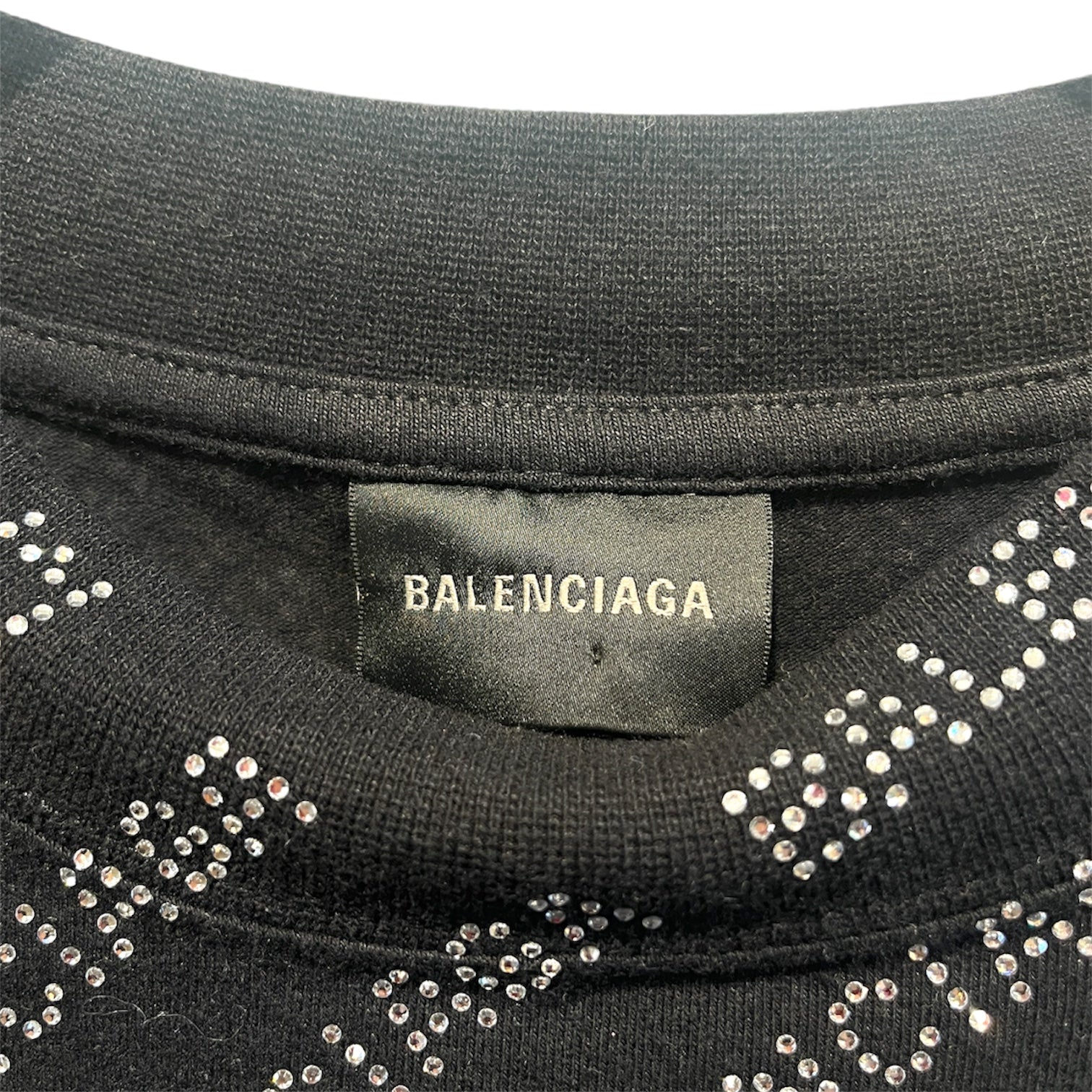BALENCIAGA/LS T-Shirt/S/Monogram/Cotton/BLK/rhinestoned logos view 3