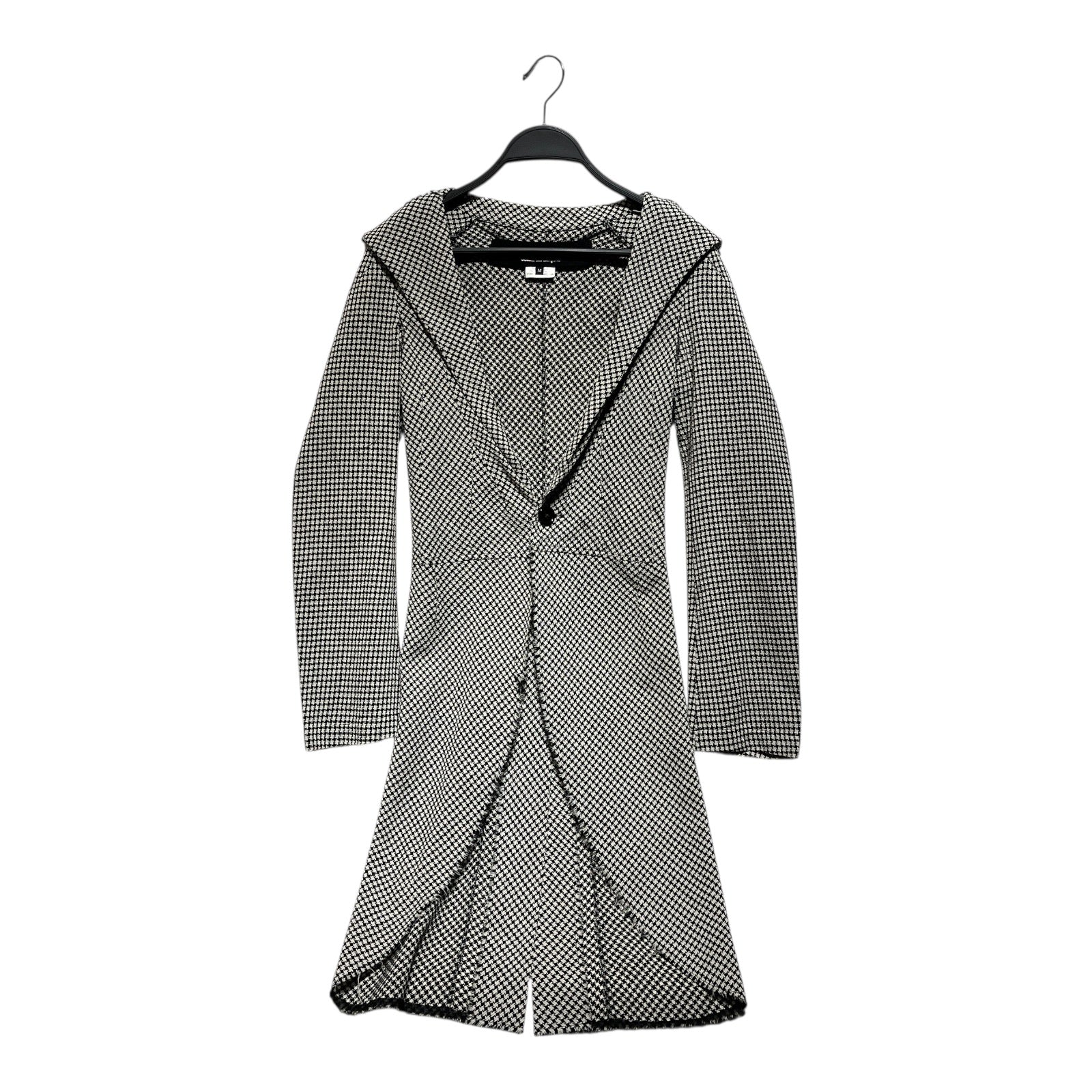 JUNYA WATANABE COMME des GARCONS/Coat/M/Houndstooth Check/Wool/BLK/Raw Hem Light Coat view 1
