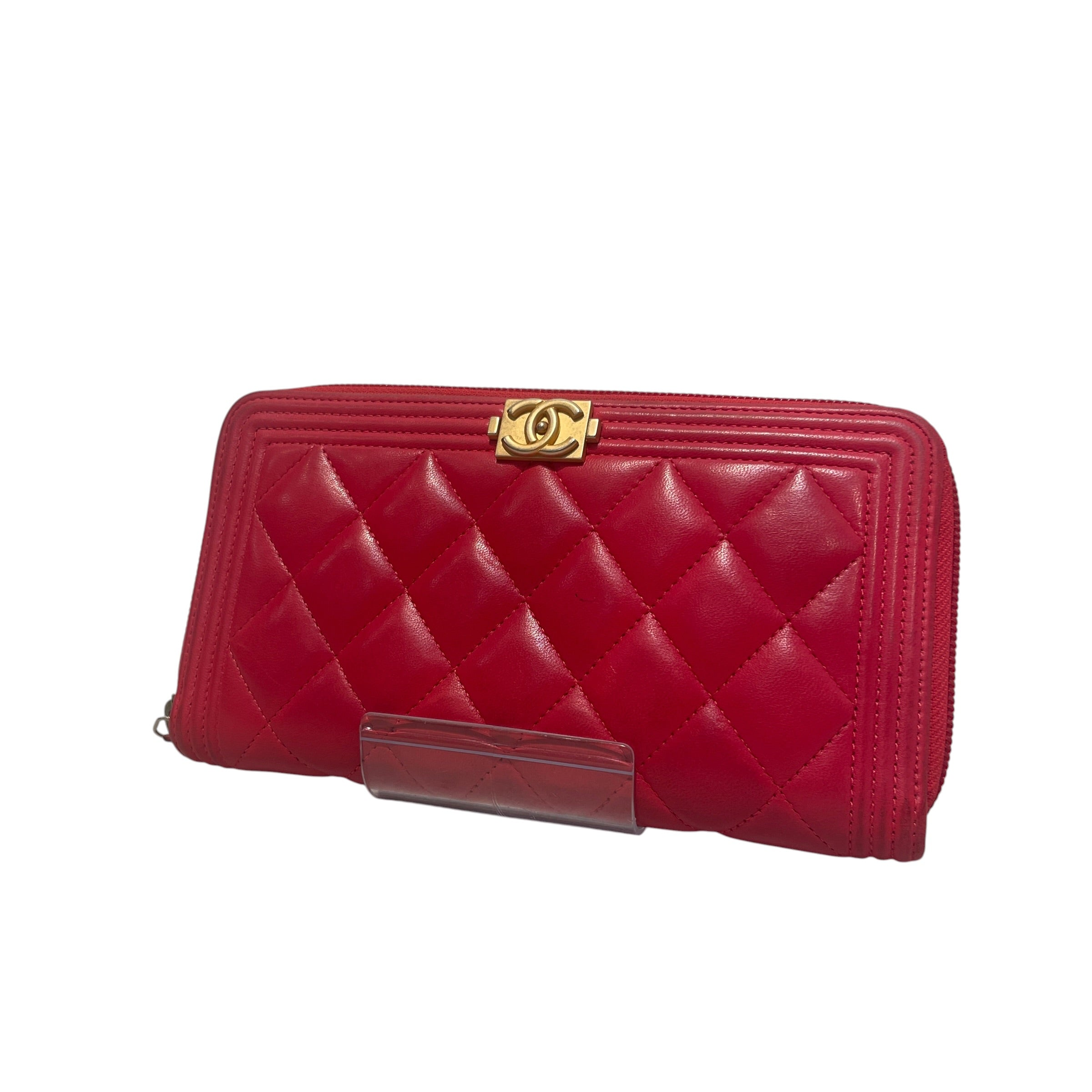 CHANEL/Long Wallet/Leather/PNK/L's/Quilted Boy Zip view 1