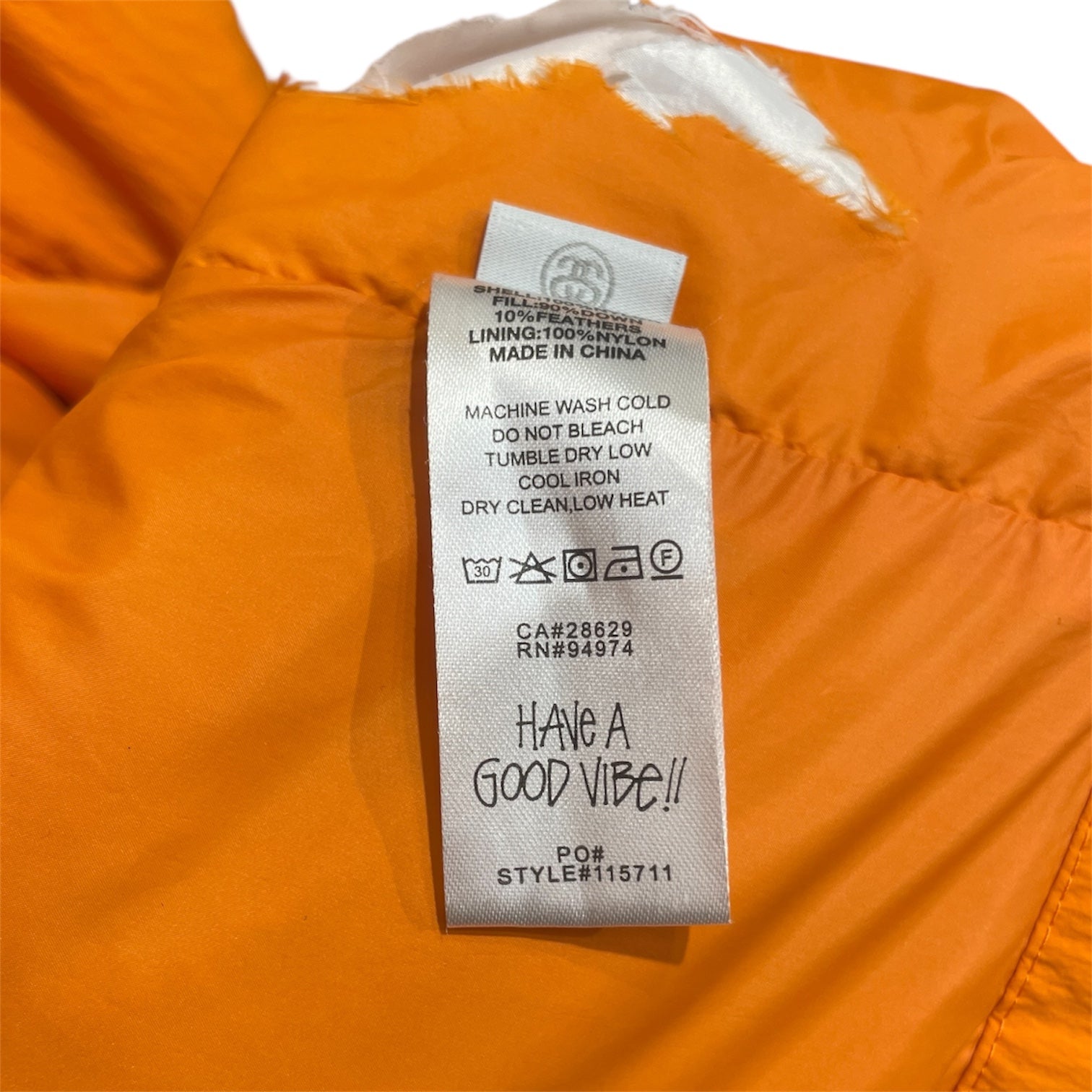 STUSSY/Puffer Jkt/M/Polyester/ORN/DOWN PUFFER view 4