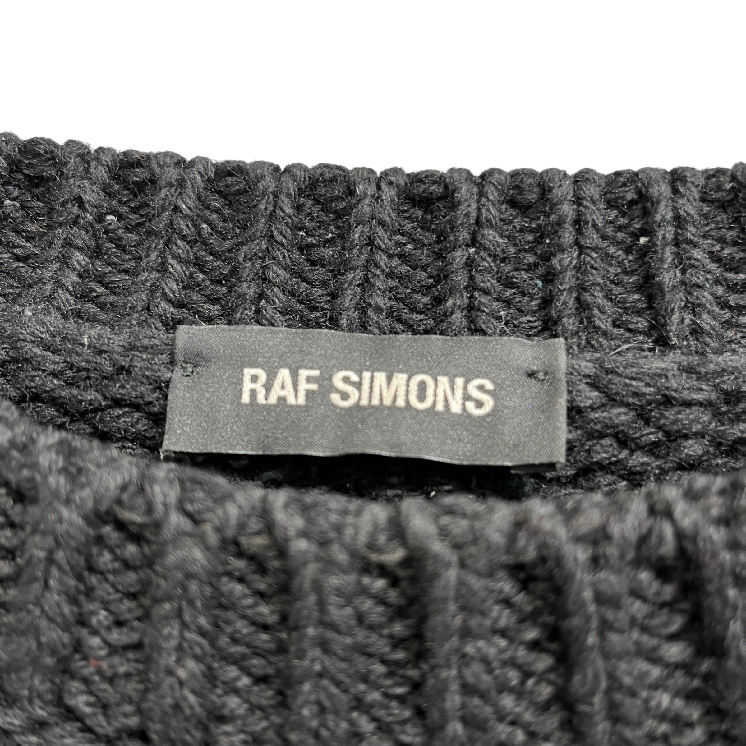 RAF SIMONS/Sweater/XL/Wool/BLK/Oversize/Orange Stripes view 3