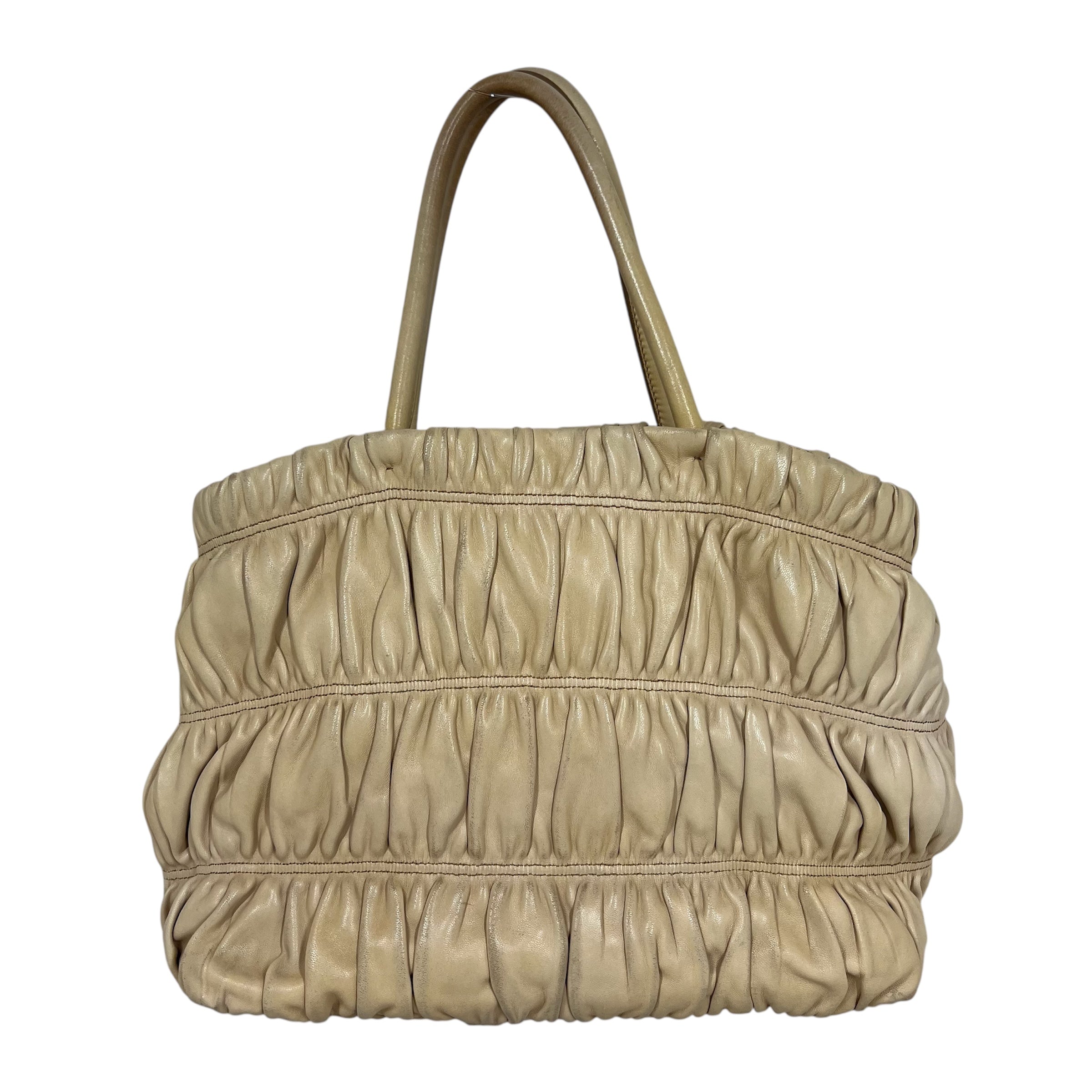 PRADA/Hand Bag/Leather/BEG/NAPPA GAUFRE RIBBON view 2