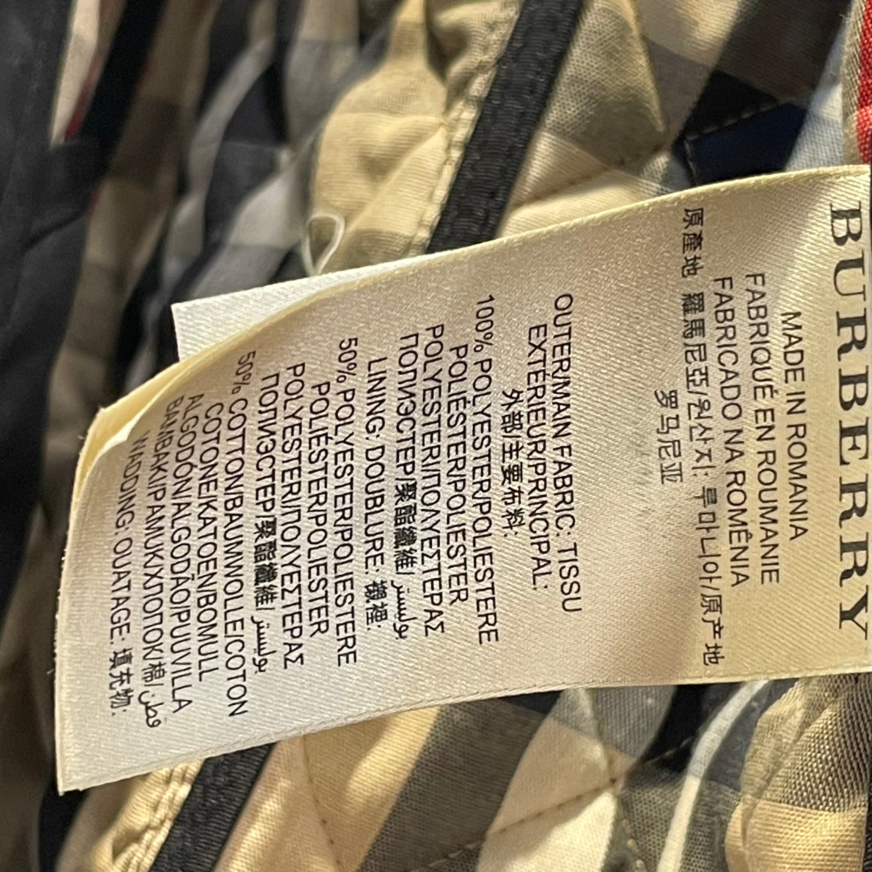 BURBERRY BRIT/Jacket/XS/Polyester/BLK/quilted/house stripes inside view 4