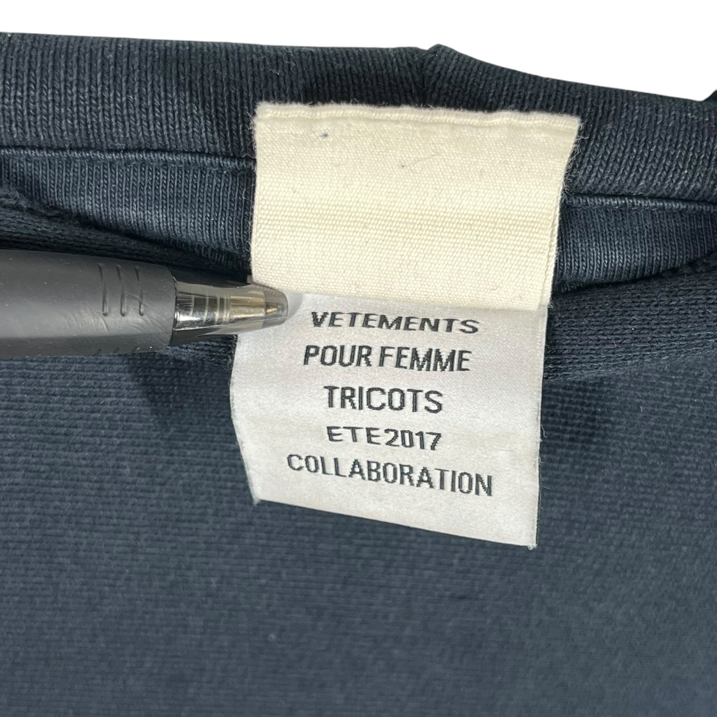 VETEMENTS/Champion/Hoodie/XS/Cotton/BLK/Oversize/Thrashed collab hoodie view 4