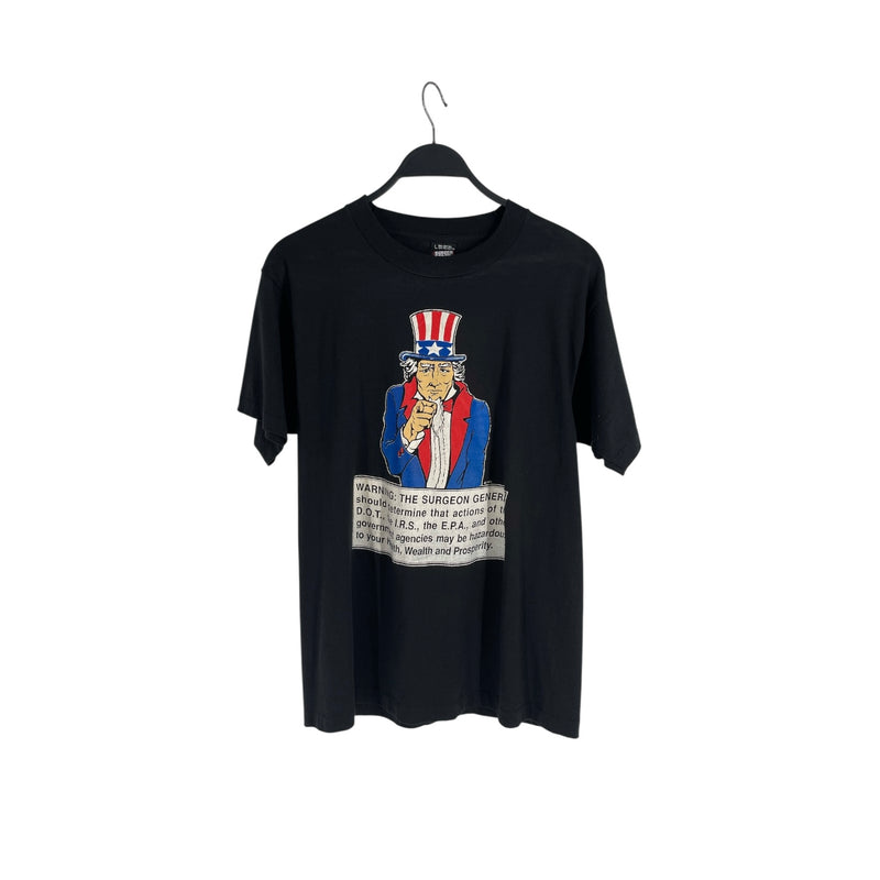 Vintage/T-Shirt/L/Cotton/BLK/Graphic/Uncle Sam