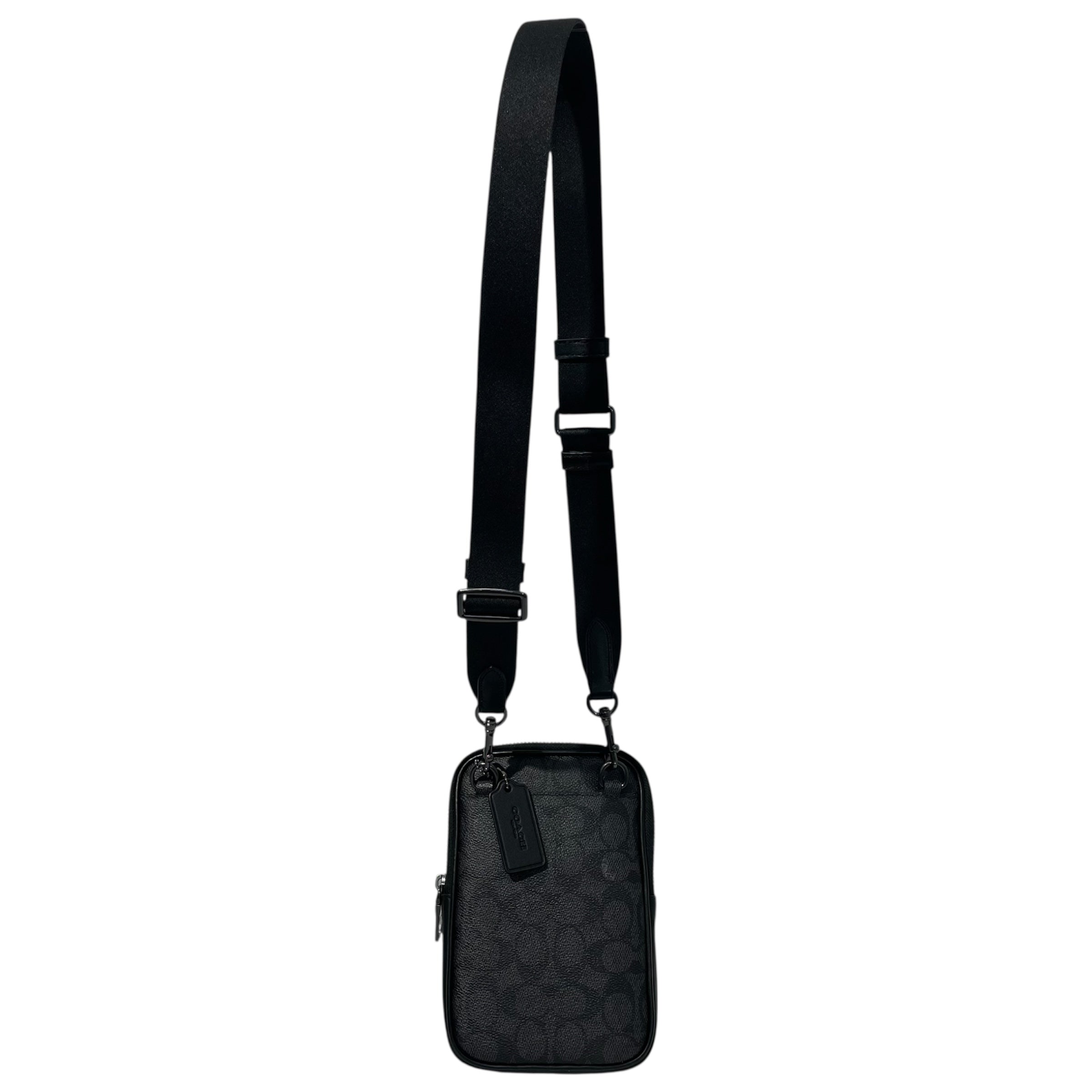 COACH/Cross Body Bag/Monogram/Leather/BLK/ view 2