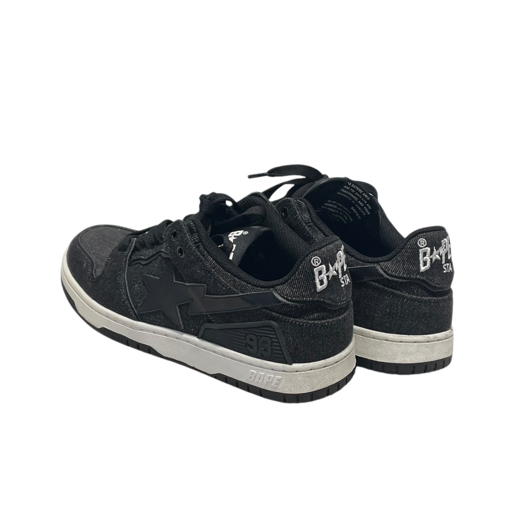 BAPE STA!/Low-Sneakers/US 8.5/Denim/BLK/BAPE STA SK8 DENIM 93' view 2