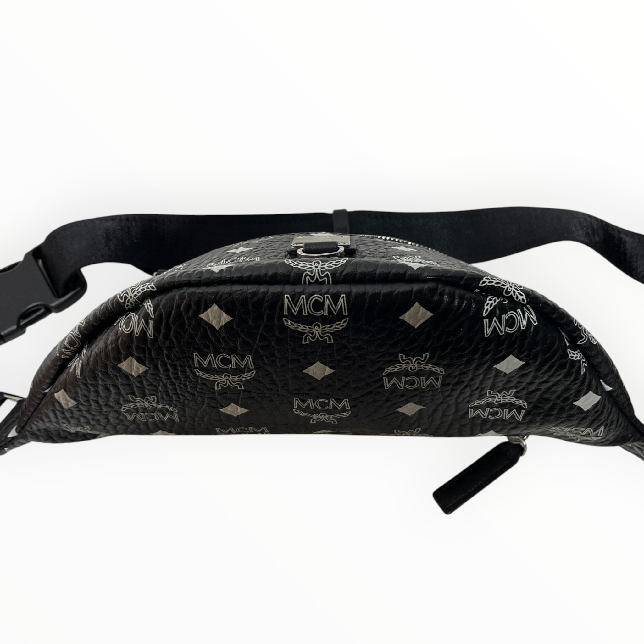 MCM/Fanny Pack/Monogram/Leather/BLK/WHITE LOGO ALL OVER view 3