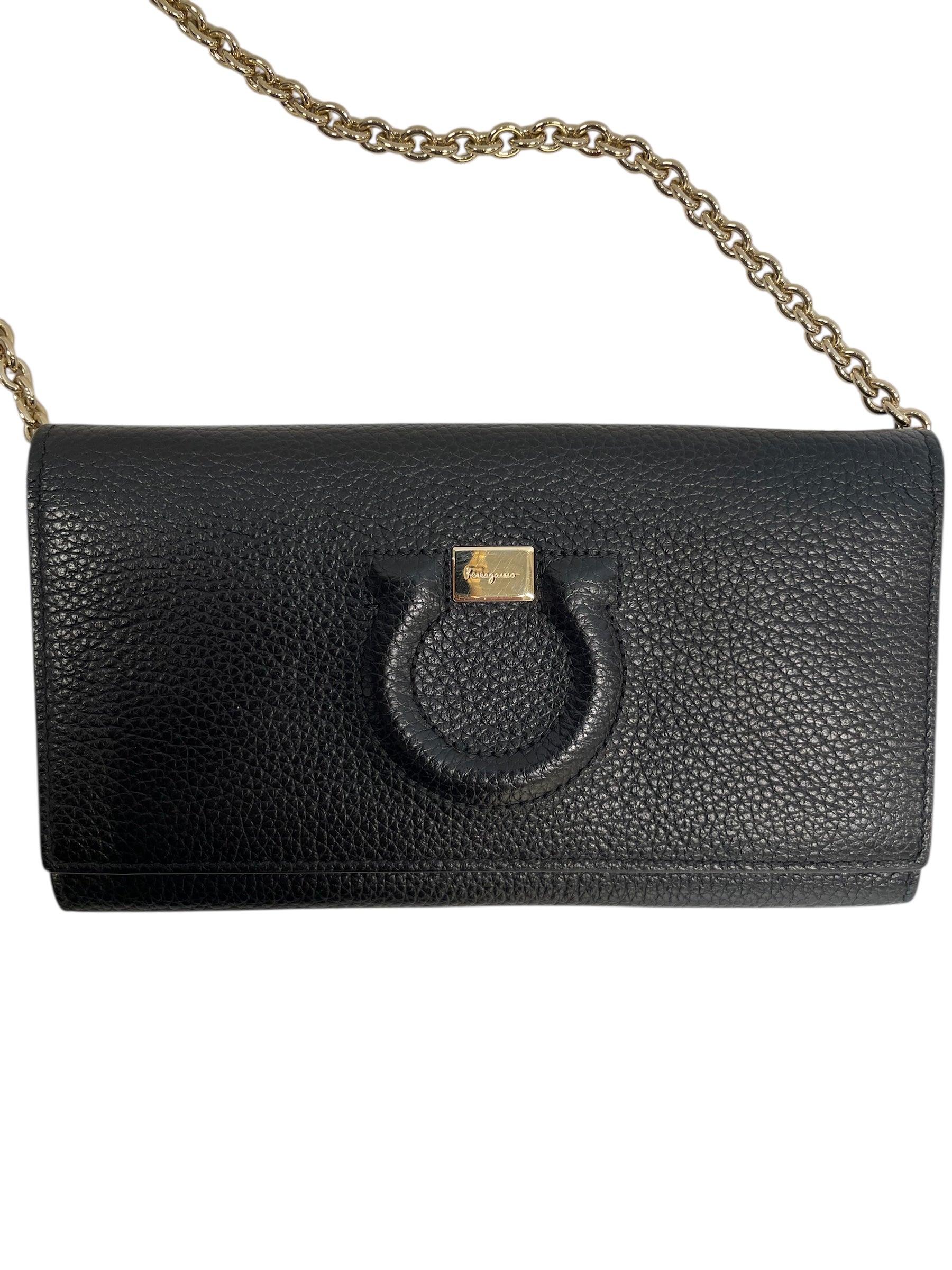 Salvatore Ferragamo/Cross Body Bag/Leather/BLK/gancio clutch view 4
